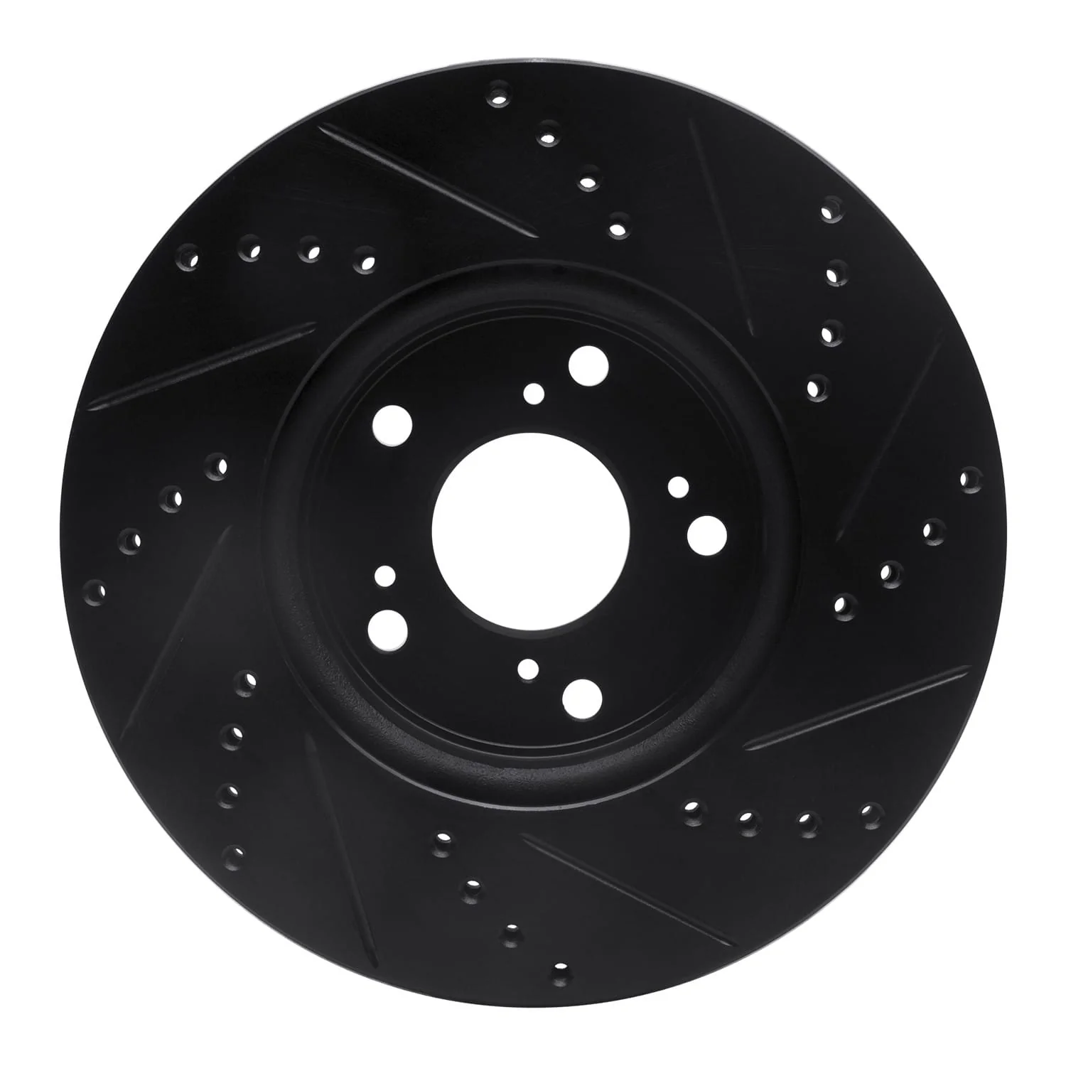 R1 Concepts 13-22 Honda Accord Coupe Front Left Drilled & Slotted Black Brake Rotor - Image 2