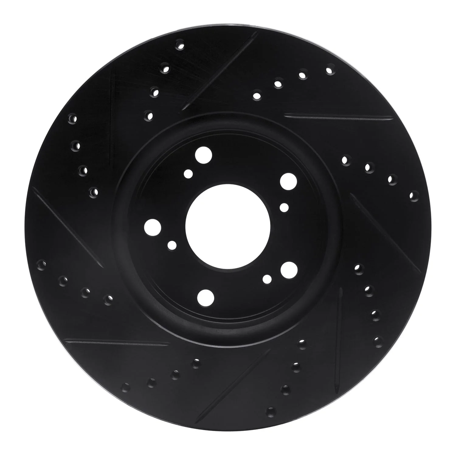 R1 Concepts 13-22 Honda Accord Coupe Front Right Drilled & Slotted Black Brake Rotor - Image 2