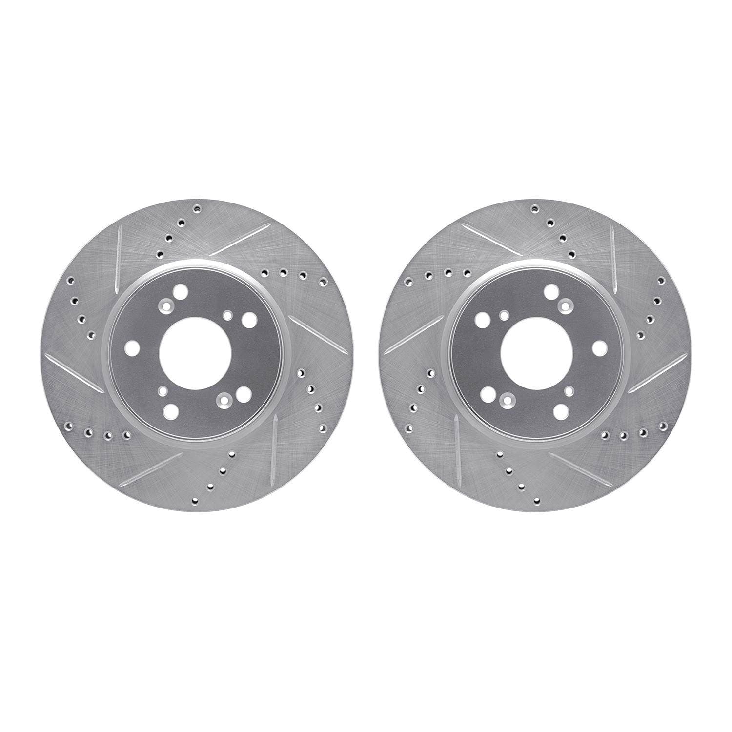 R1 Concepts 13-25 Honda Civic Front Drilled & Slotted Silver Brake Rotor Set