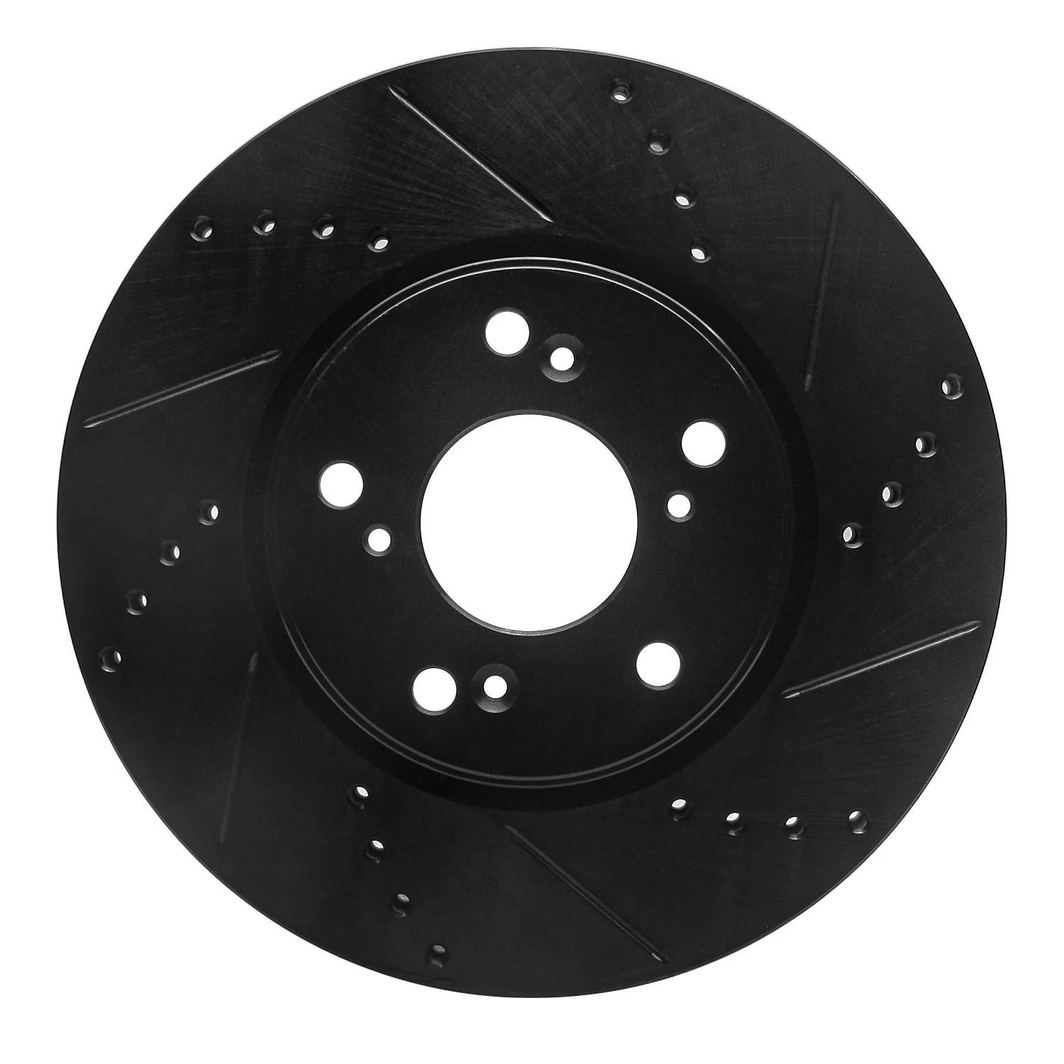 R1 Concepts 13-25 Honda Civic Hatchback Front Right Drilled & Slotted Black Brake Rotor