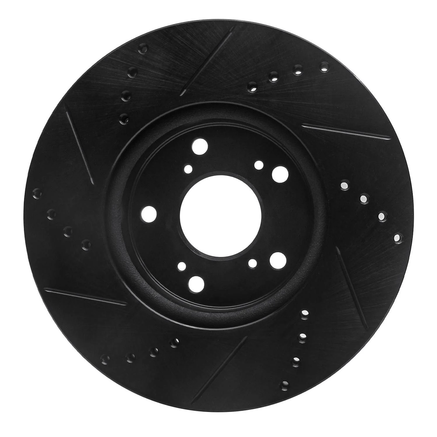 R1 Concepts 13-25 Honda Civic Hatchback Front Right Drilled & Slotted Black Brake Rotor - Image 2