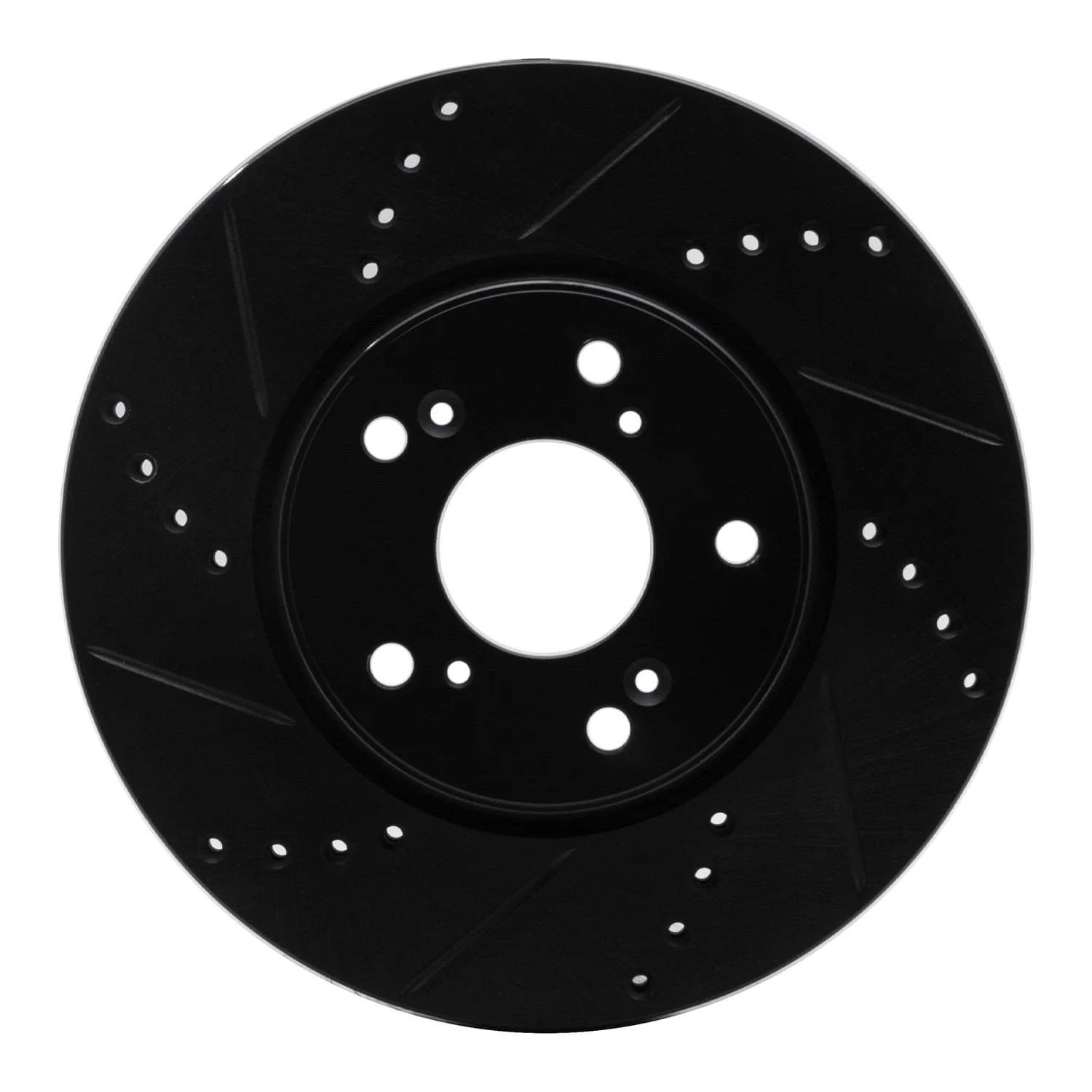 R1 Concepts 13-25 Honda Civic Sedan Front Left Drilled & Slotted Black Brake Rotor