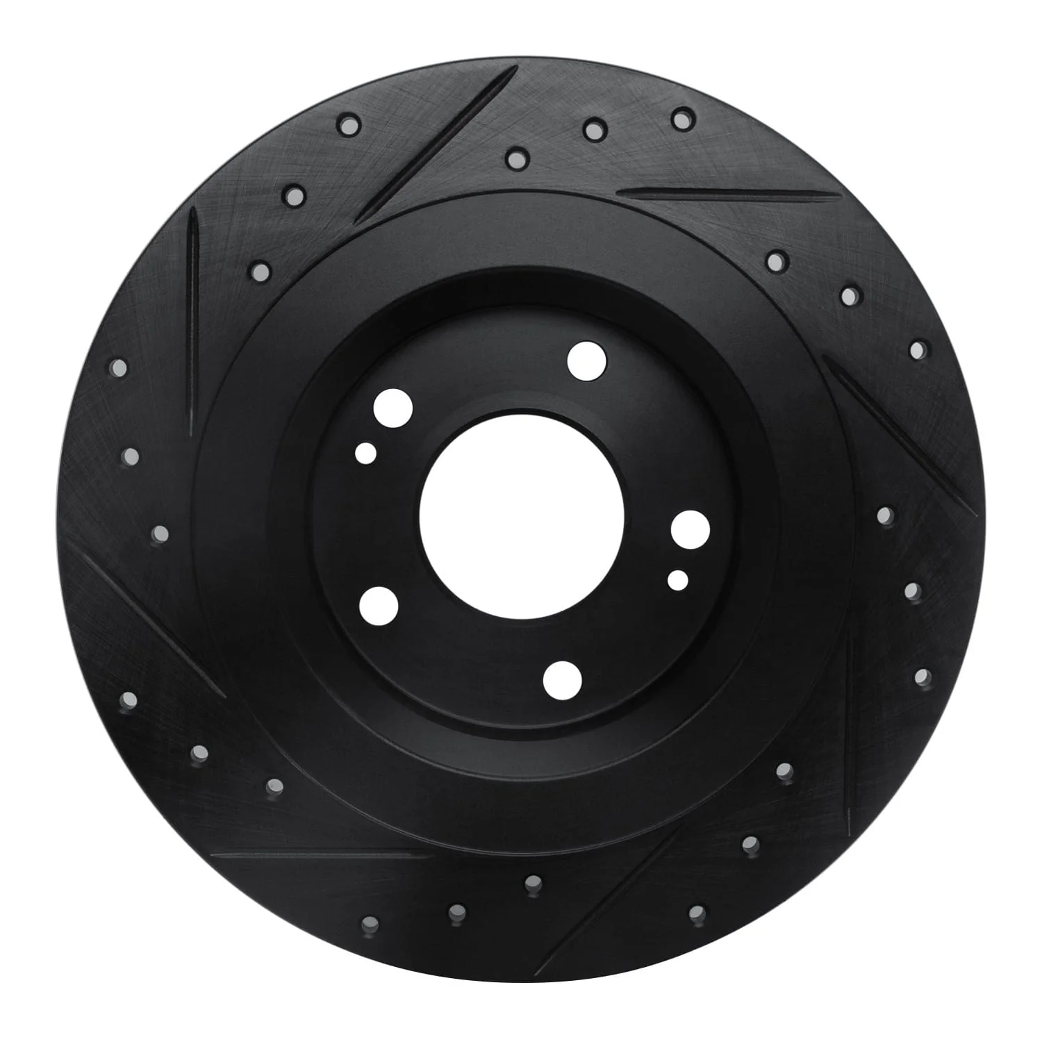 R1 Concepts 13-25 Mitsubishi Eclipse Cross Rear Right Drilled & Slotted Black Brake Rotor - Image 2