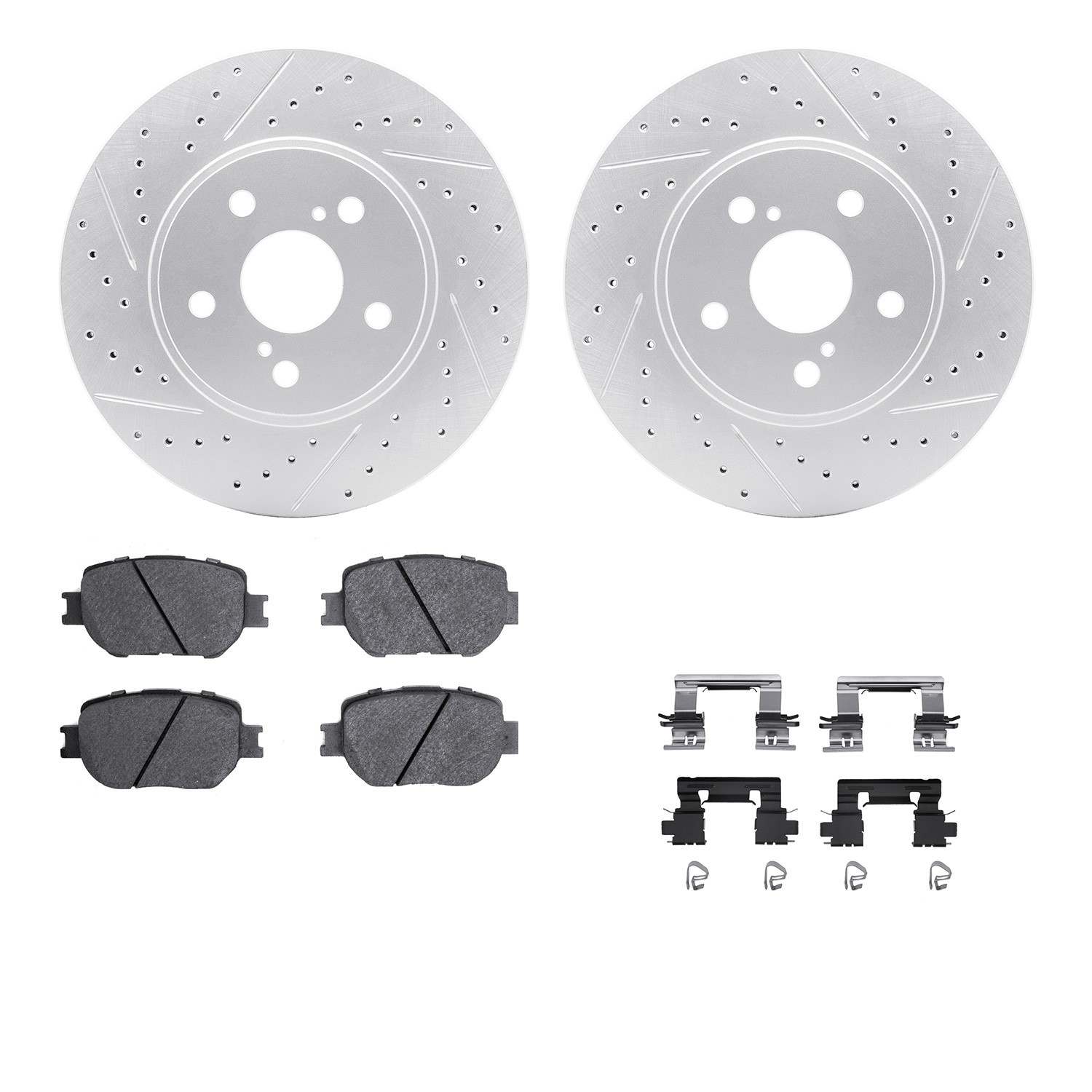 R1 Concepts 14-15 Lexus IS250 Front Drill/Slot Carbon Coated Rotor Set w/Optimum Pads