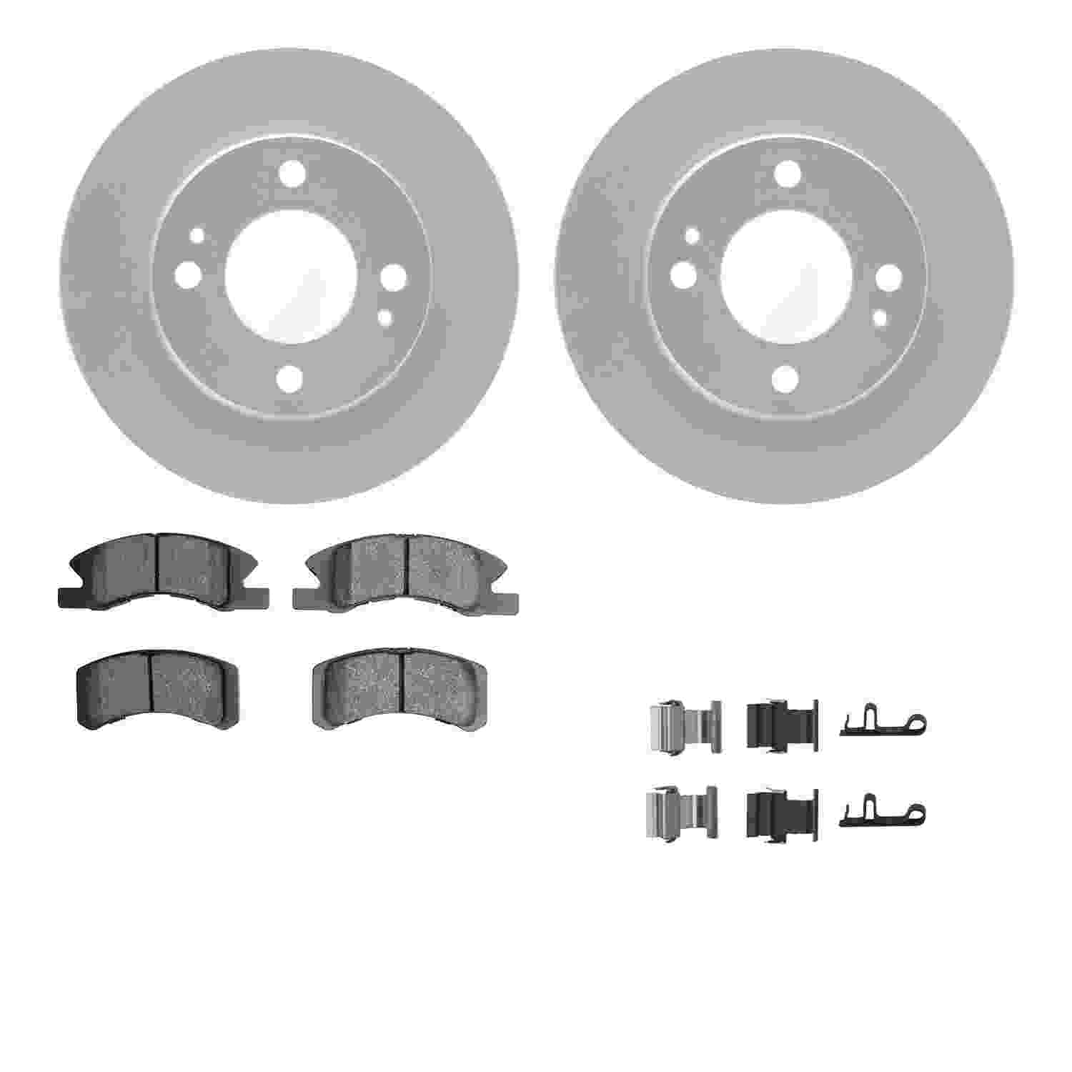 R1 Concepts 14-15 Mitsubishi Mirage Front Carbon Coated Brake Rotor Set w/Optimum OE Pads and Hardware