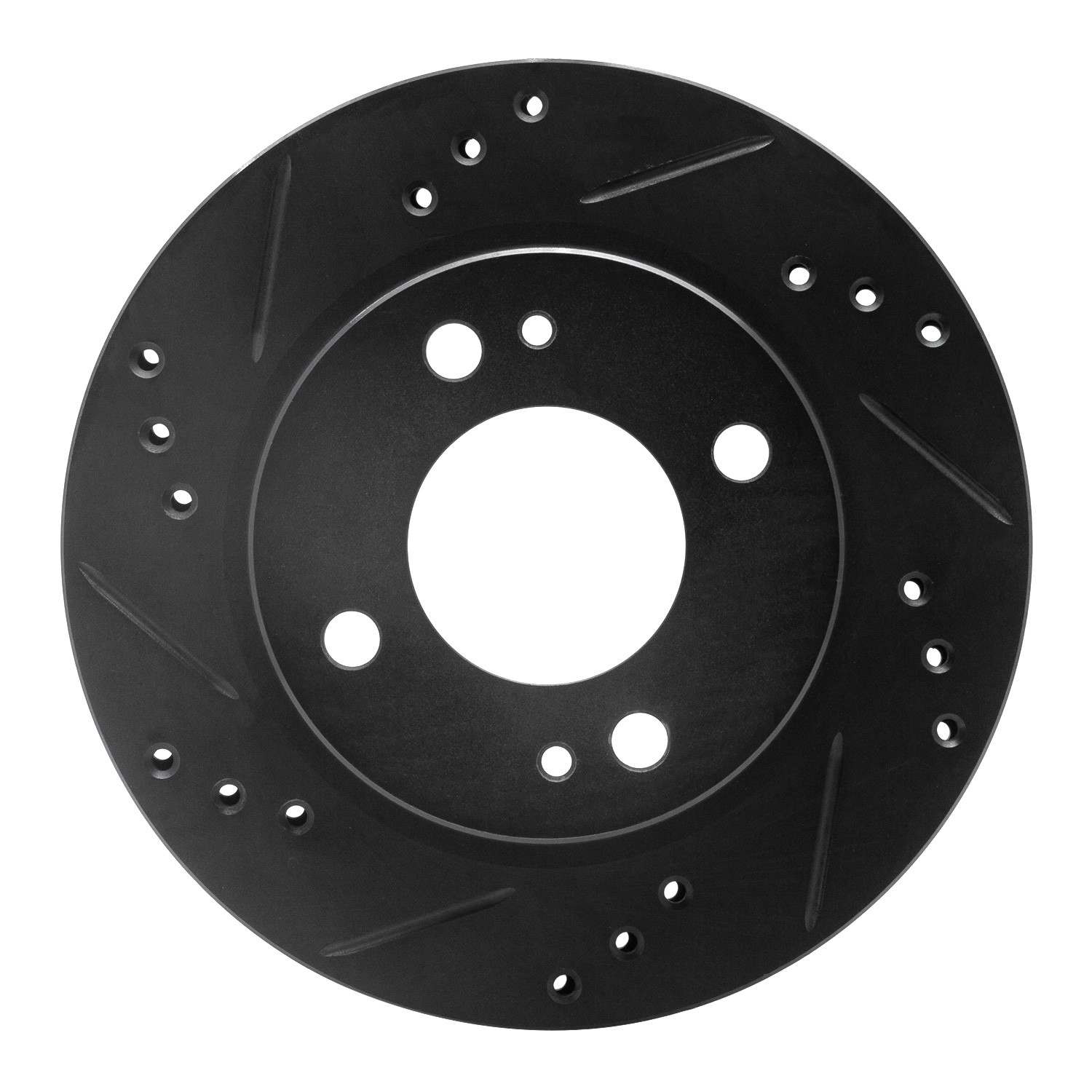 R1 Concepts 14-15 Mitsubishi Mirage Front Left Drilled & Slotted Black Brake Rotor