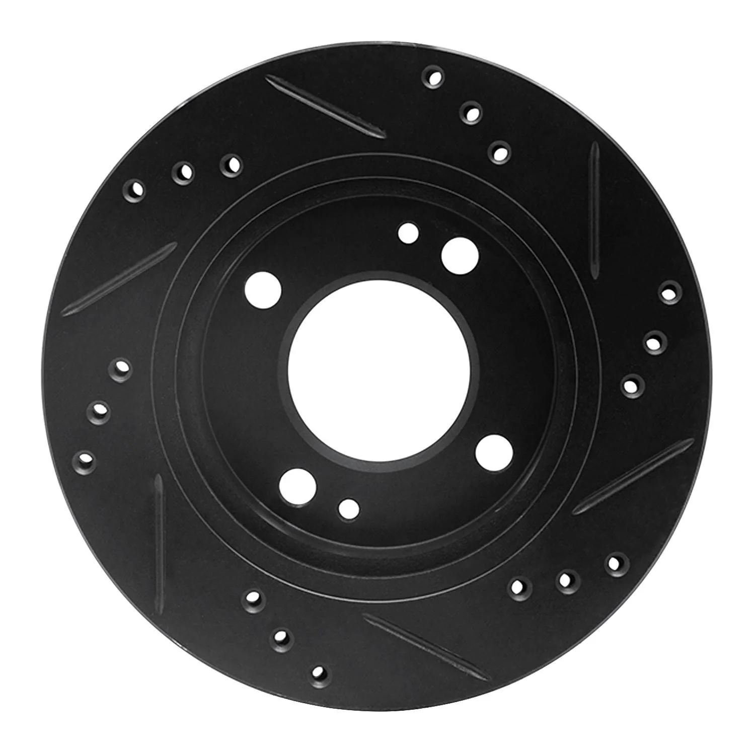 R1 Concepts 14-15 Mitsubishi Mirage Front Left Drilled & Slotted Black Brake Rotor - Image 2