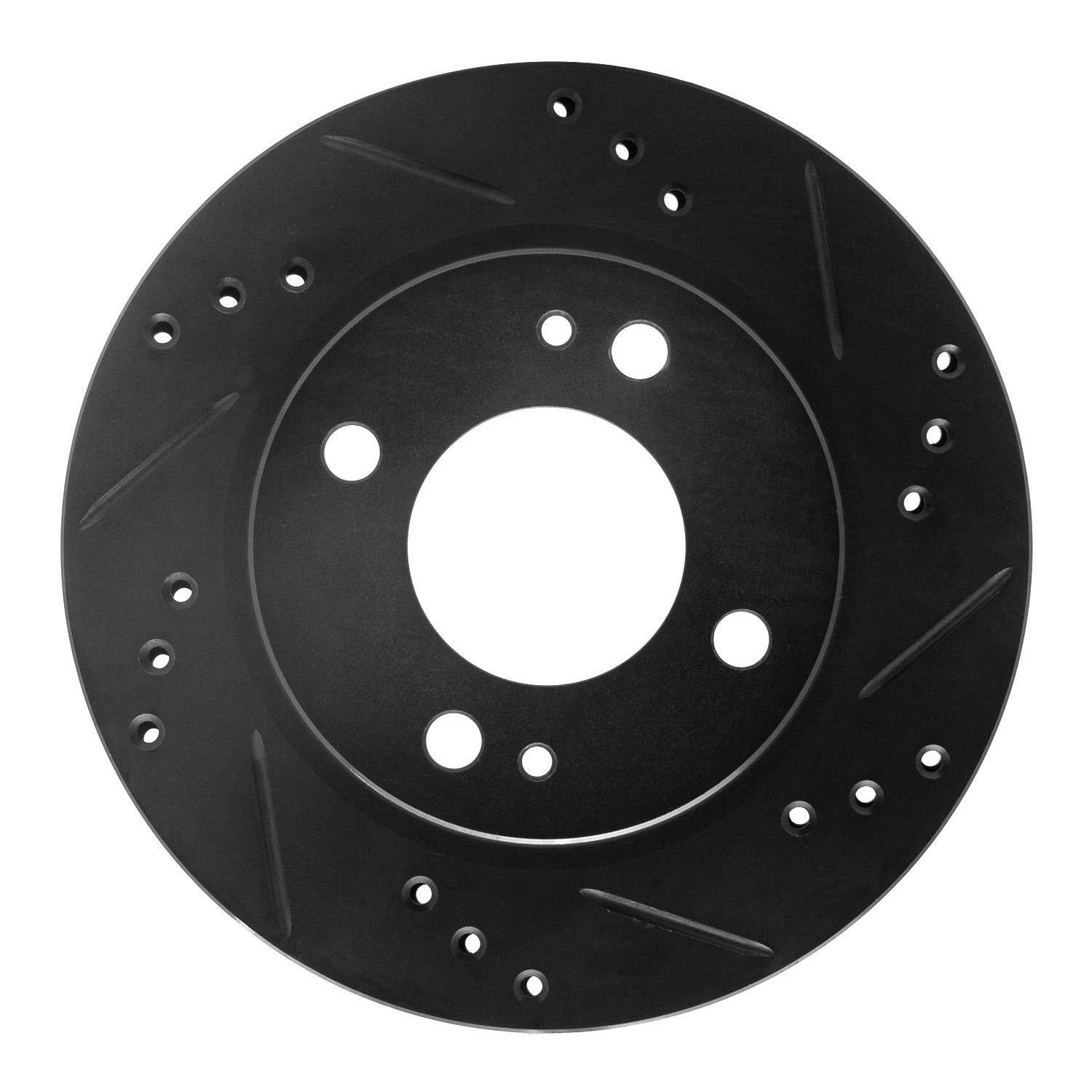 R1 Concepts 14-15 Mitsubishi Mirage Front Right Drilled & Slotted Black Brake Rotor