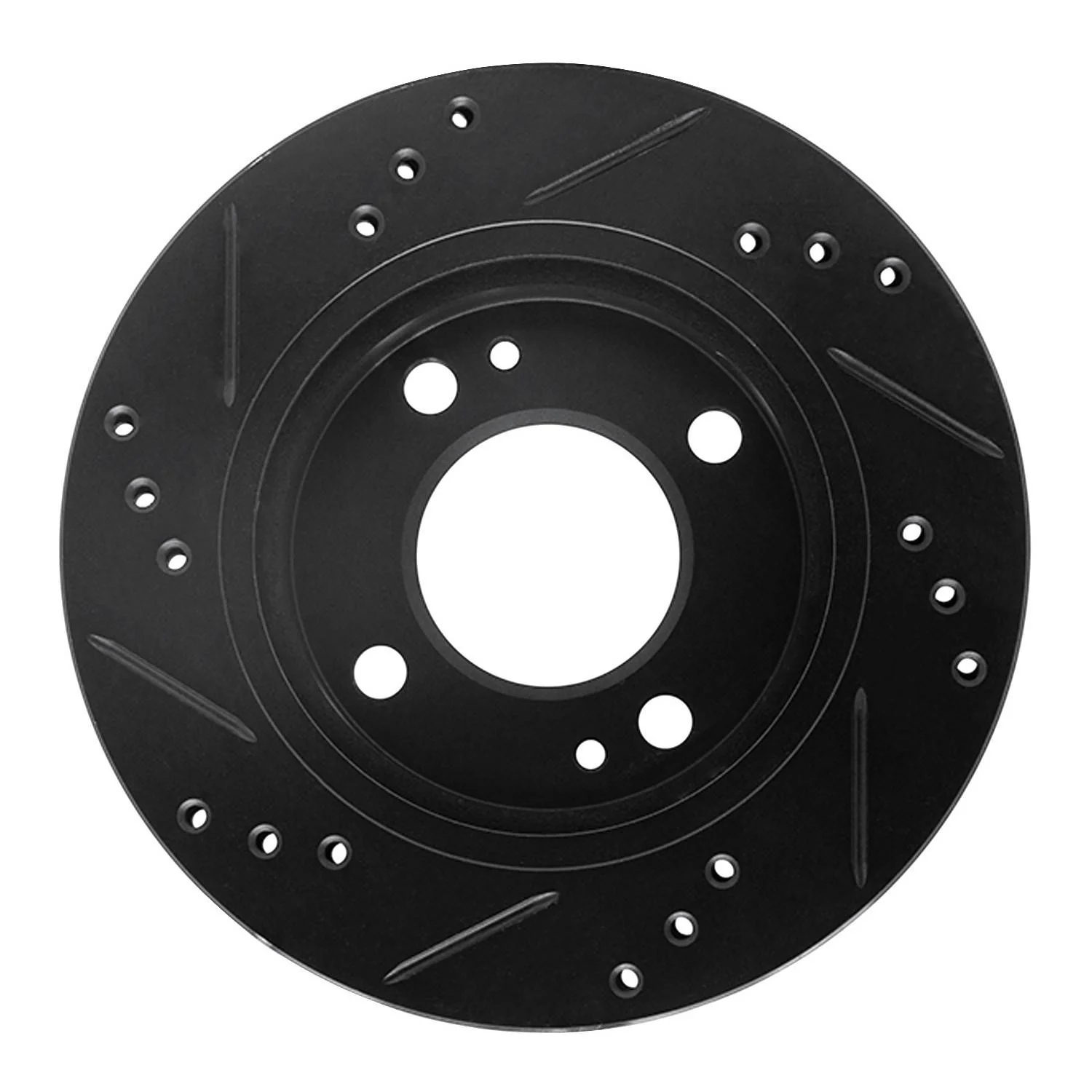 R1 Concepts 14-15 Mitsubishi Mirage Front Right Drilled & Slotted Black Brake Rotor - Image 2