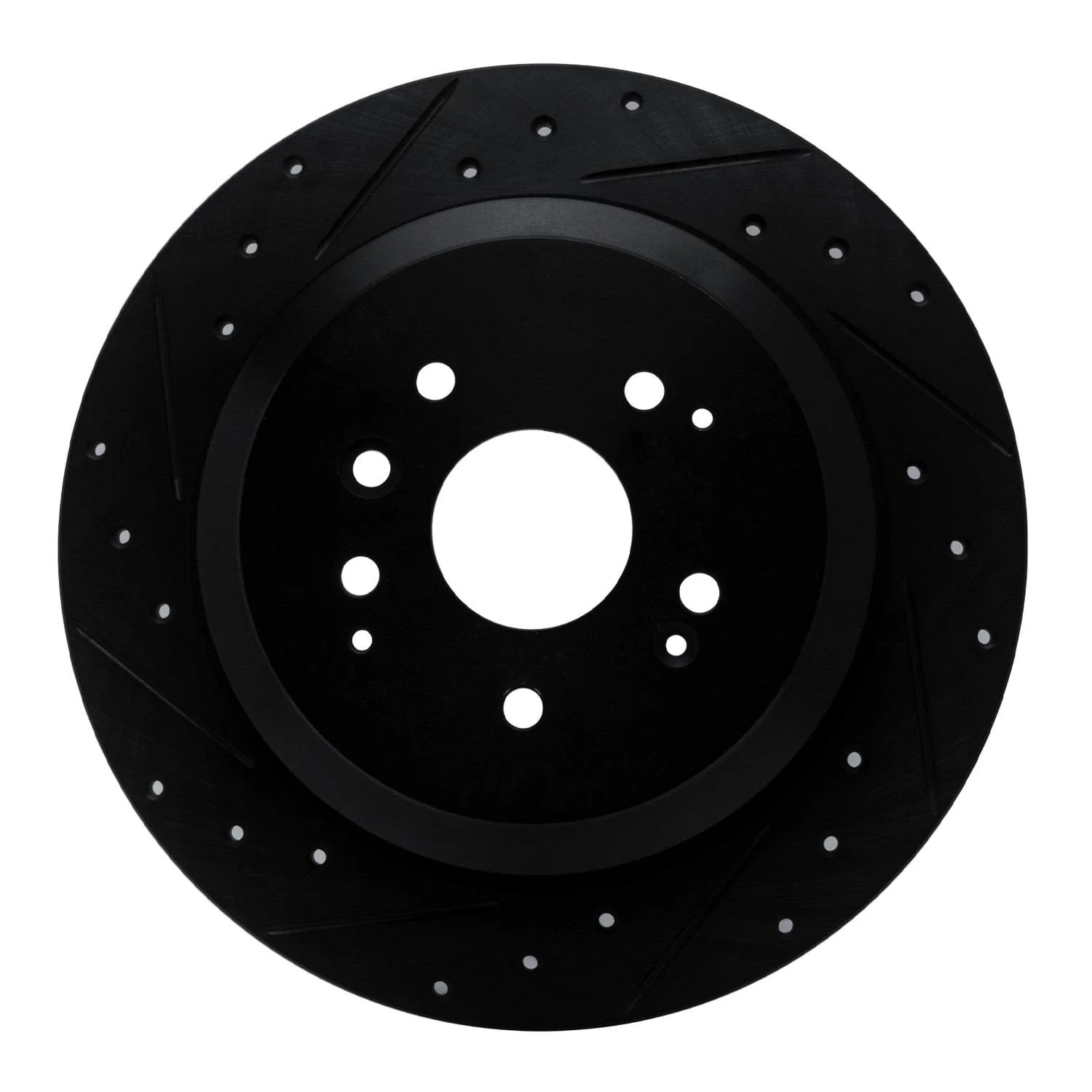 R1 Concepts 14-16 Acura MDX Rear Left Drilled & Slotted Black Brake Rotor