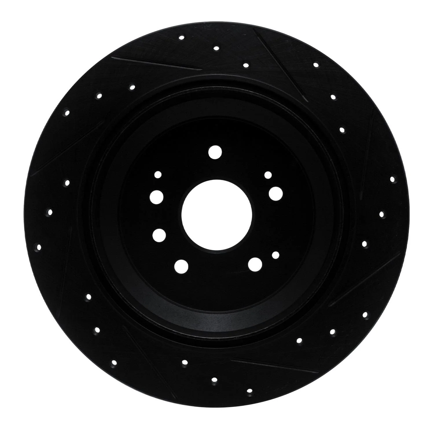 R1 Concepts 14-16 Acura MDX Rear Left Drilled & Slotted Black Brake Rotor - Image 2