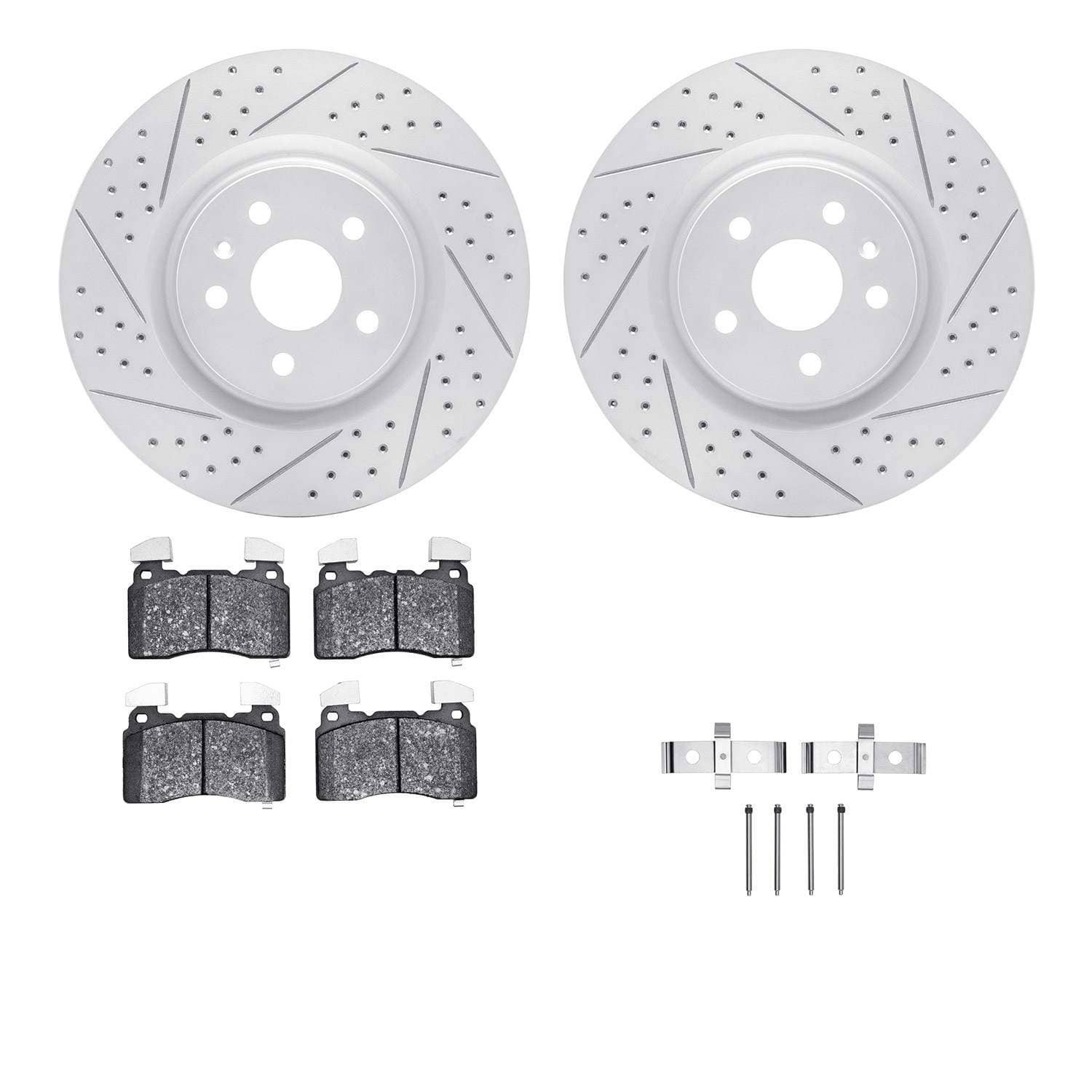 R1 Concepts 14-17 Chevrolet SS Front Drill/Slot Carbon Coated Rotor Set w/Optimum Pads