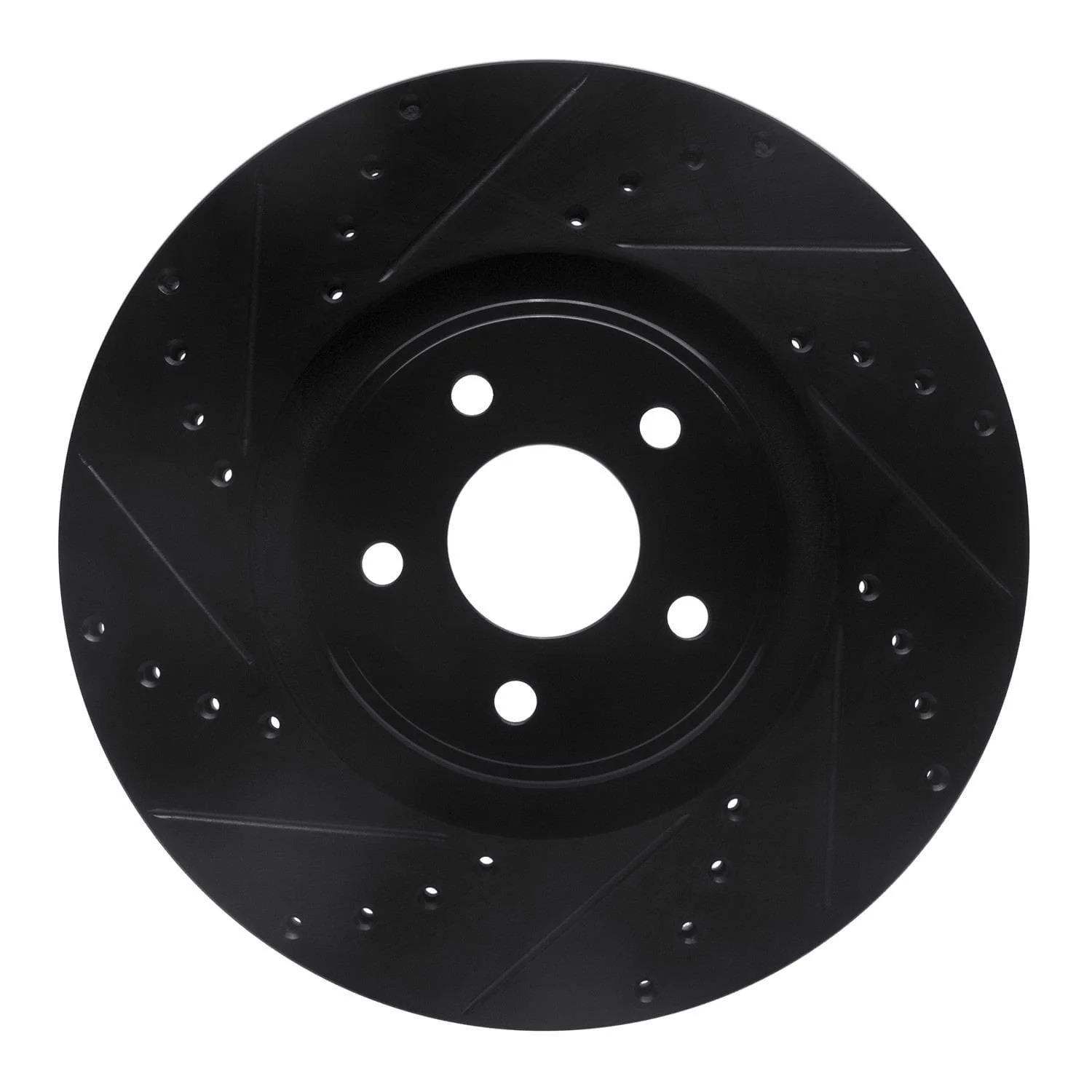 R1 Concepts 14-18 Ford Focus ST Front Left Drilled & Slotted Black Brake Rotor