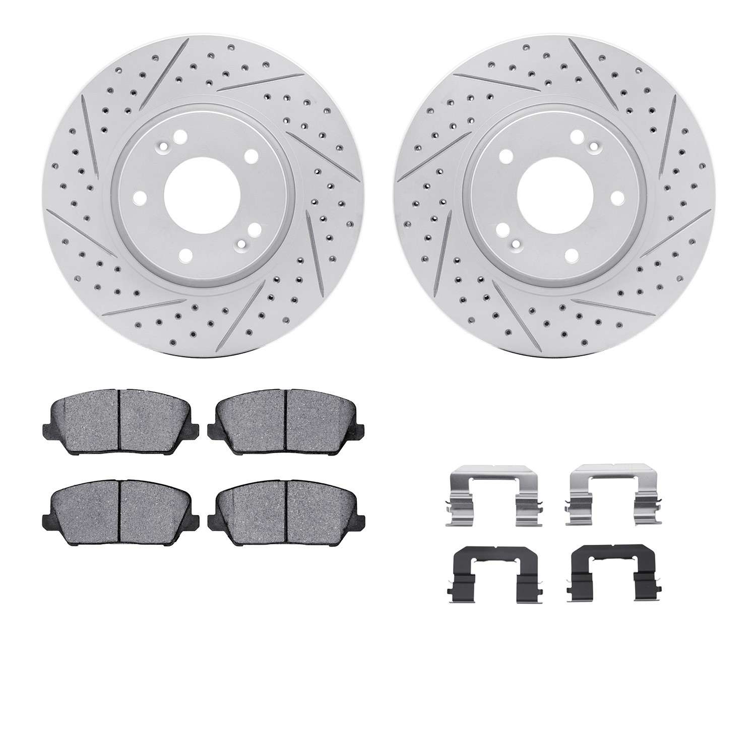 R1 Concepts 14-18 Kia Forte Koup Front Drill/Slot Carbon Coated Rotor Set w/Optimum Pads