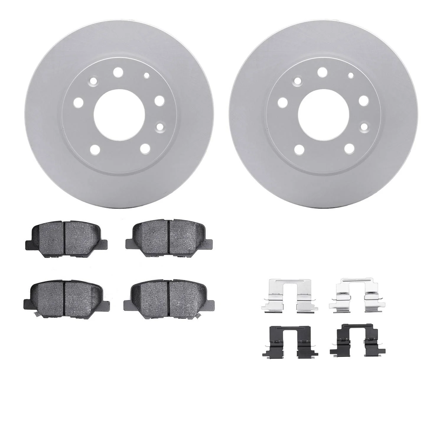 R1 Concepts 14-18 Mazda 3 Sport Rear Carbon Coated Brake Rotor Set w/Optimum OE Pads and Hardware