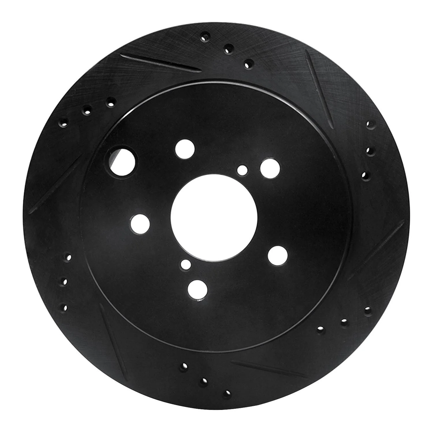 R1 Concepts 14-18 Subaru Forester Rear Right Drilled & Slotted Black Brake Rotor