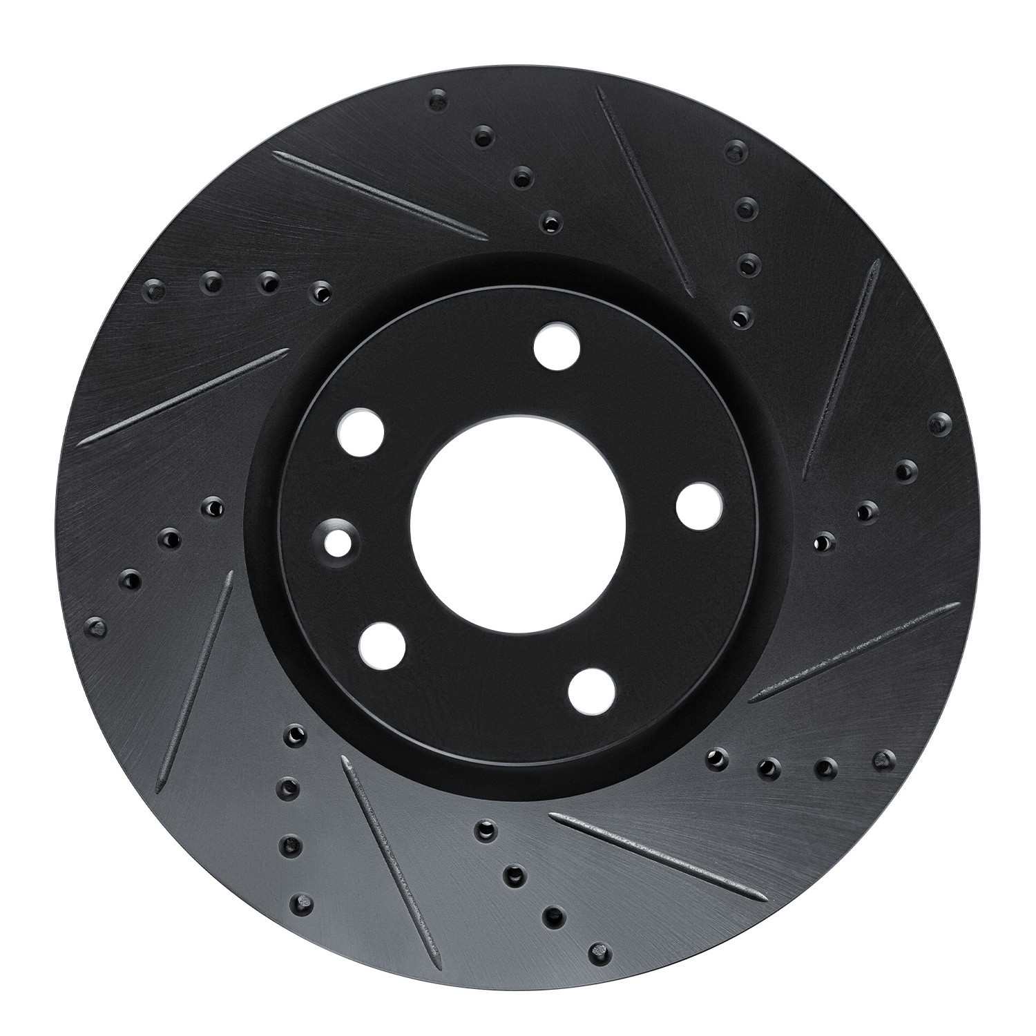 R1 Concepts 14-19 Chevrolet Corvette Front Right Drilled & Slotted Black Brake Rotor