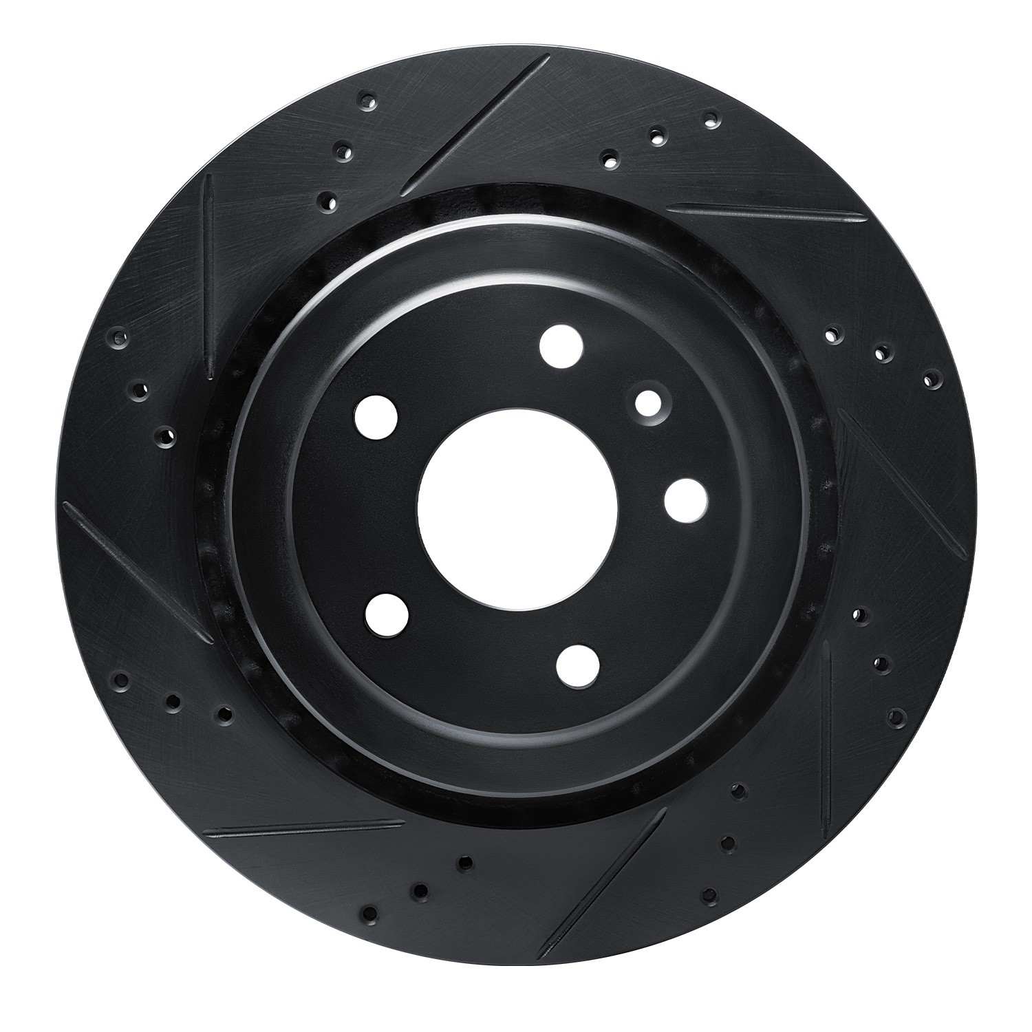R1 Concepts 14-19 Chevrolet Corvette Rear Left Drilled & Slotted Black Brake Rotor
