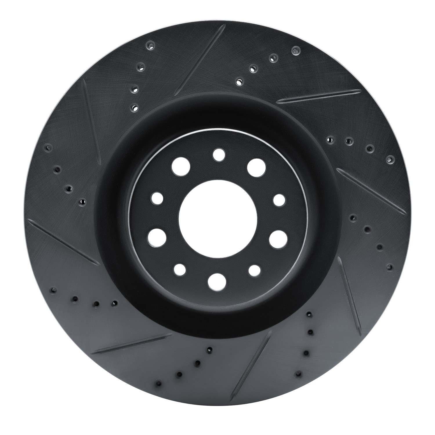 R1 Concepts 14-19 Fiat 500L Front Left Drilled & Slotted Black Brake Rotor