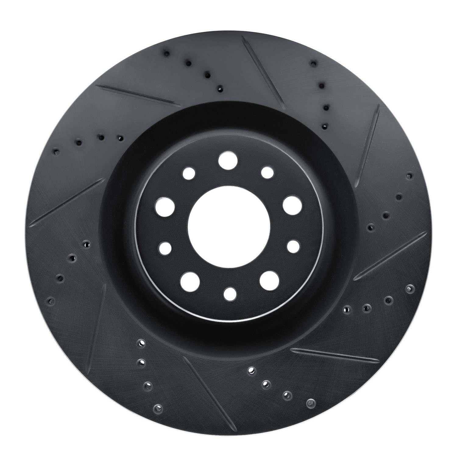 R1 Concepts 14-19 Fiat 500L Front Right Drilled & Slotted Black Brake Rotor