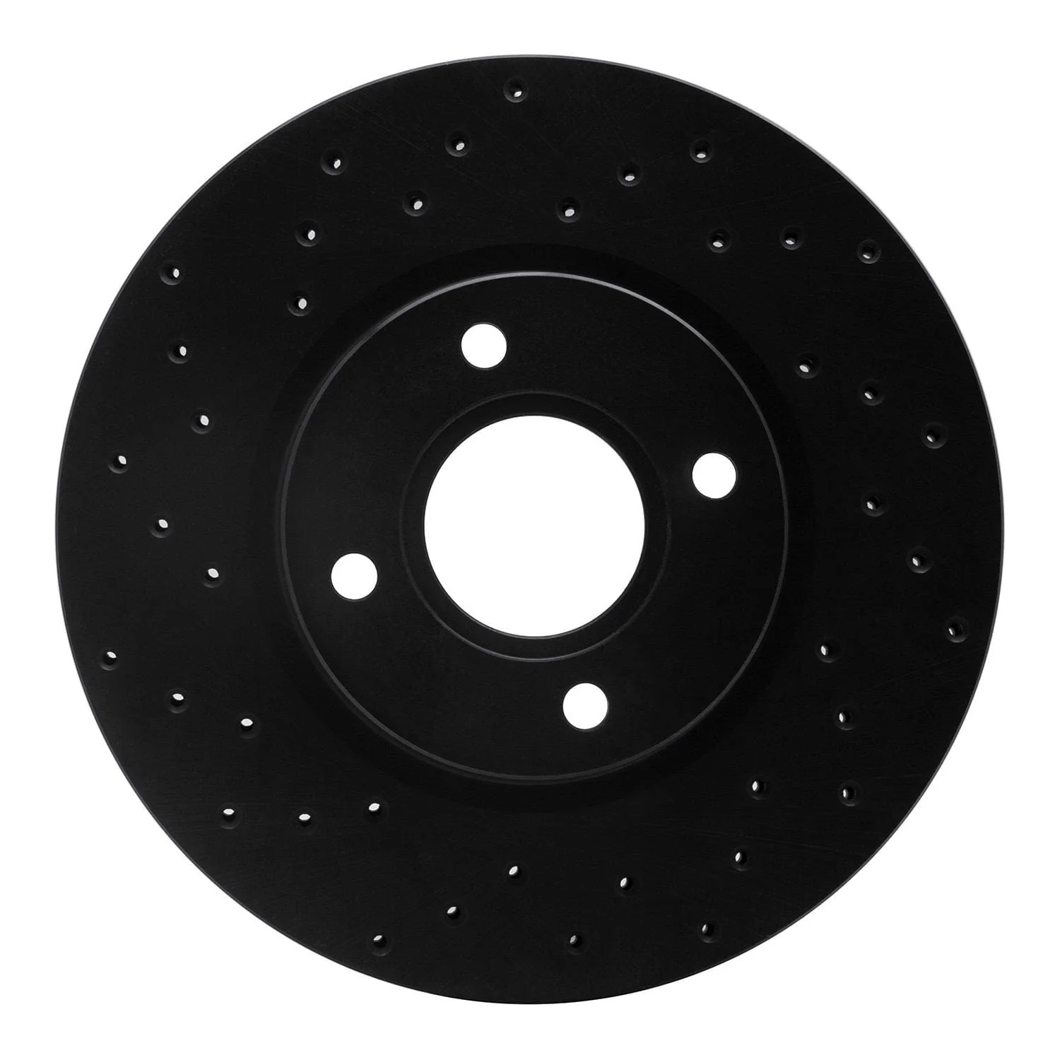 R1 Concepts 14-19 Ford Fiesta Front Left Drilled Black Brake Rotor
