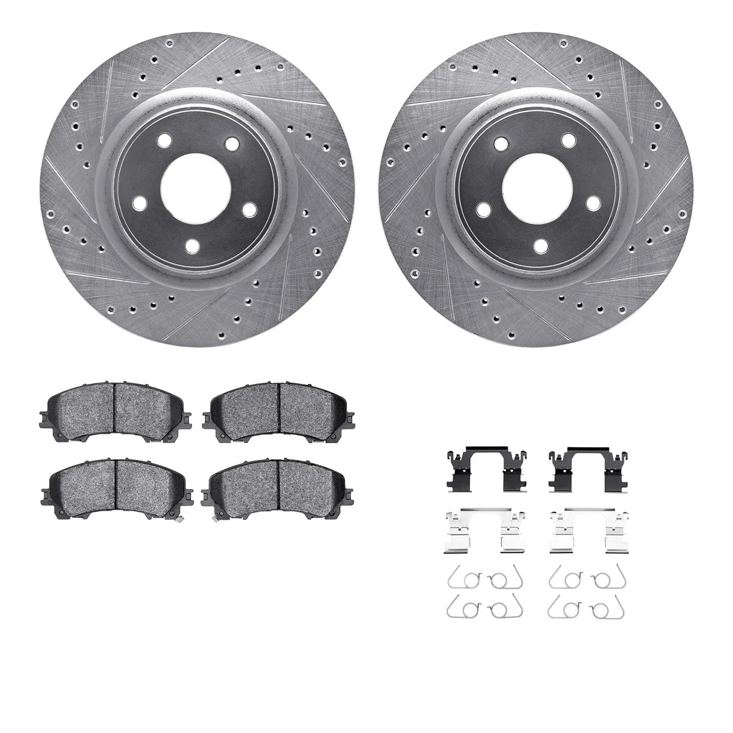 R1 Concepts 14-19 Nissan X-Trail Front Drill/Slot Silver Rotors w/Optimum Pads