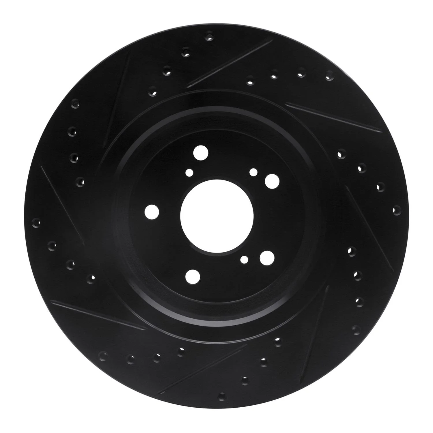 R1 Concepts 14-20 Acura MDX Front Right Drilled & Slotted Black Brake Rotor - Image 2
