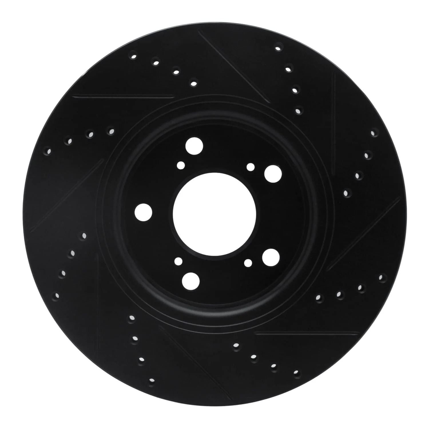 R1 Concepts 14-20 Acura RLX Front Left Drilled & Slotted Black Brake Rotor - Image 2