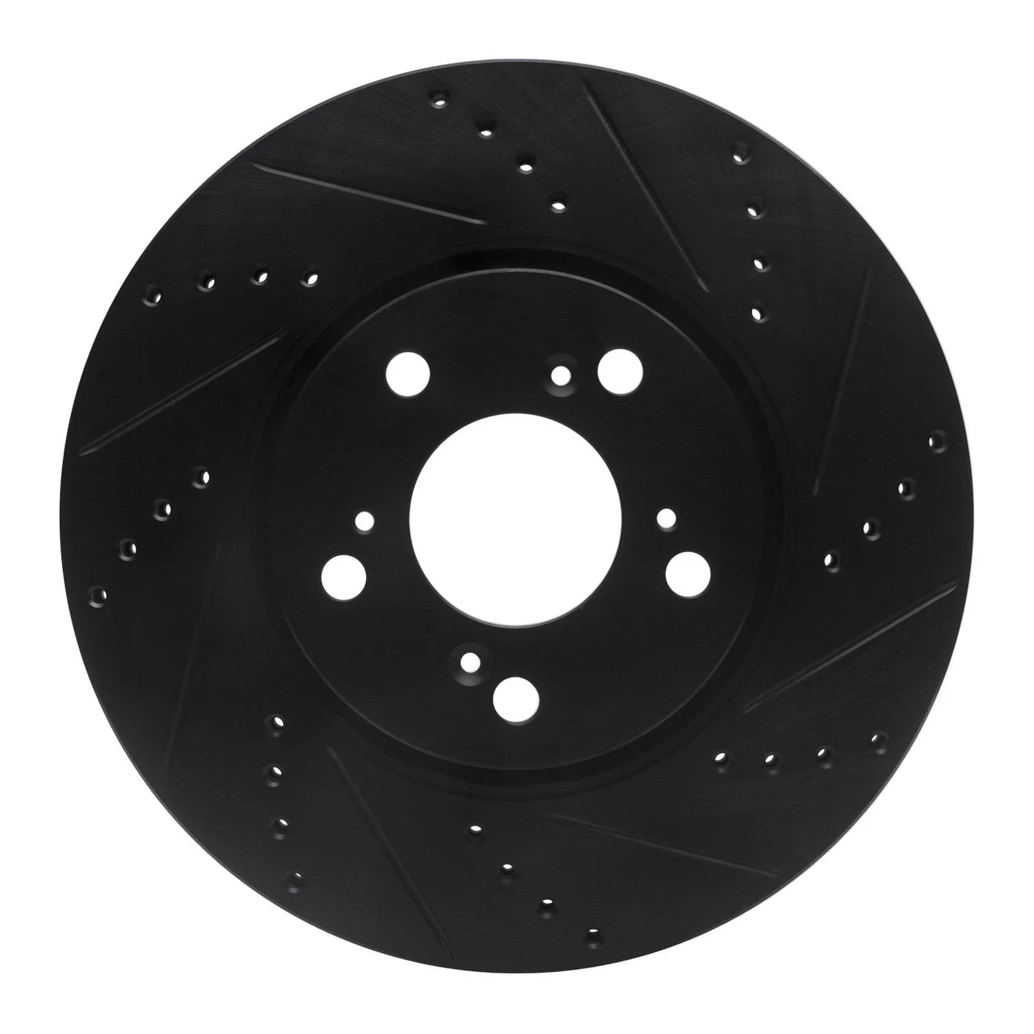 R1 Concepts 14-20 Acura RLX Front Right Drilled & Slotted Black Brake Rotor