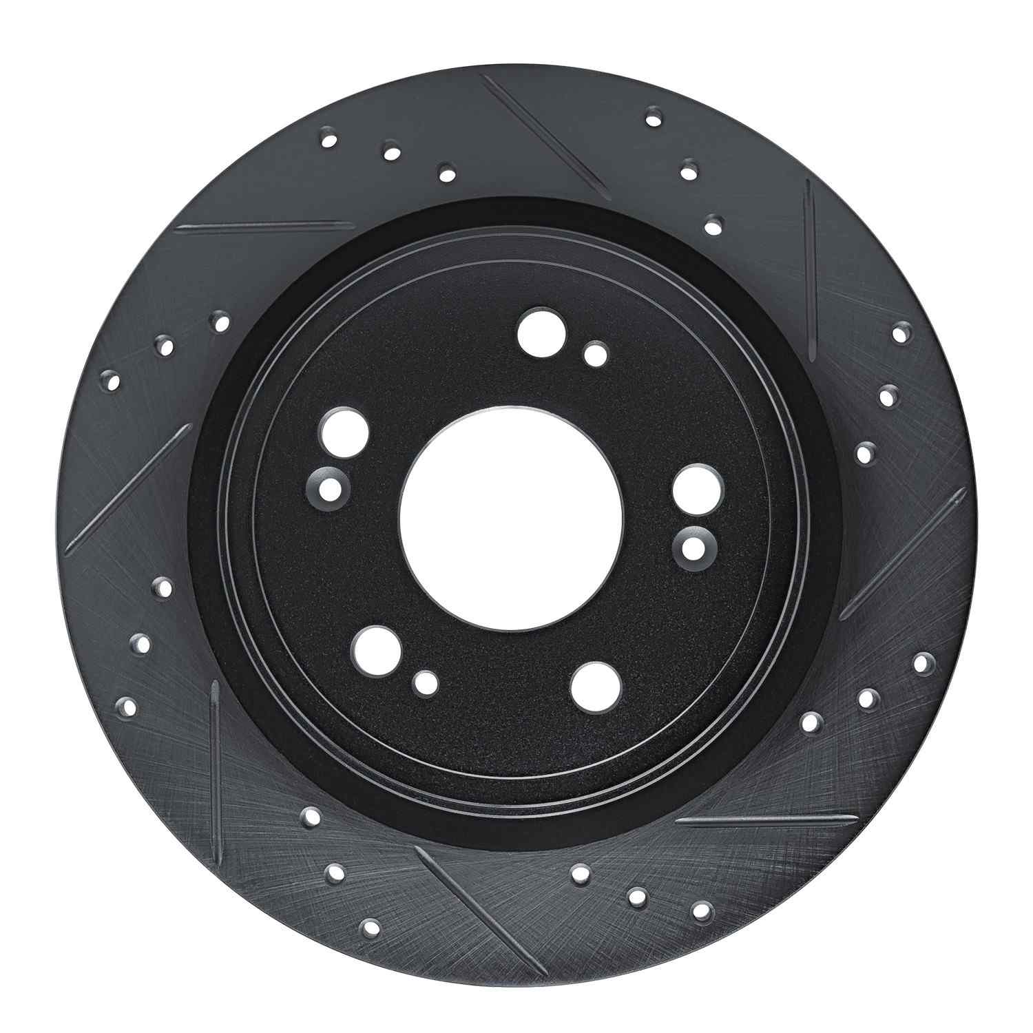 R1 Concepts 14-20 Acura RLX Rear Right Drilled & Slotted Black Brake Rotor