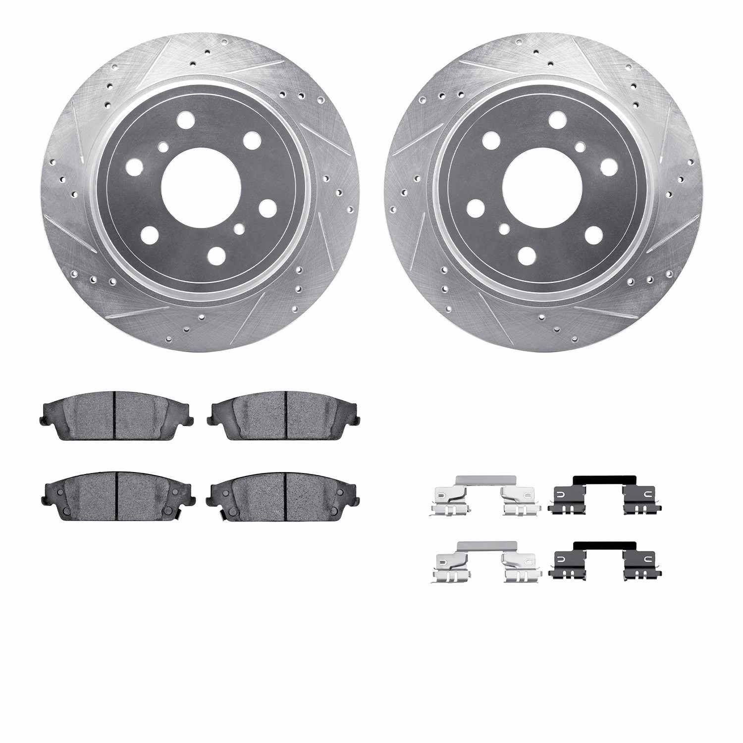 R1 Concepts 14-20 Cadillac Escalade ESV Rear Drill/Slot Silver Rotors w/Optimum Pads