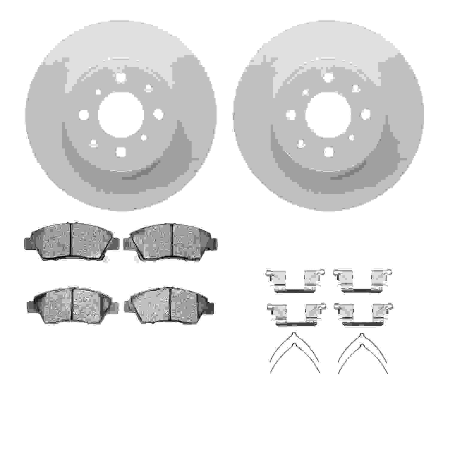 R1 Concepts 14-20 Honda City Front Carbon Coated Brake Rotor Set w/Optimum OE Pads and Hardware