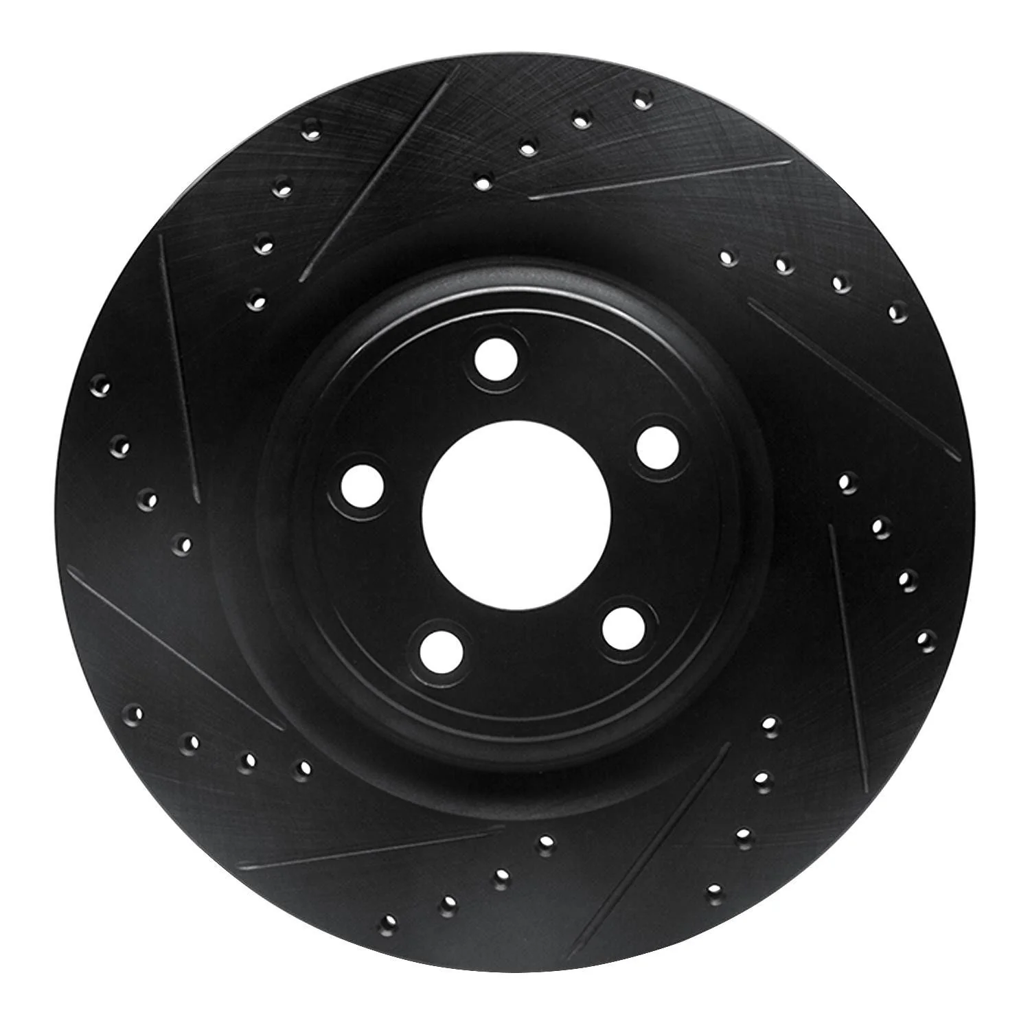 R1 Concepts 14-21 Jaguar F-Type Rear Left Drilled & Slotted Black Brake Rotor