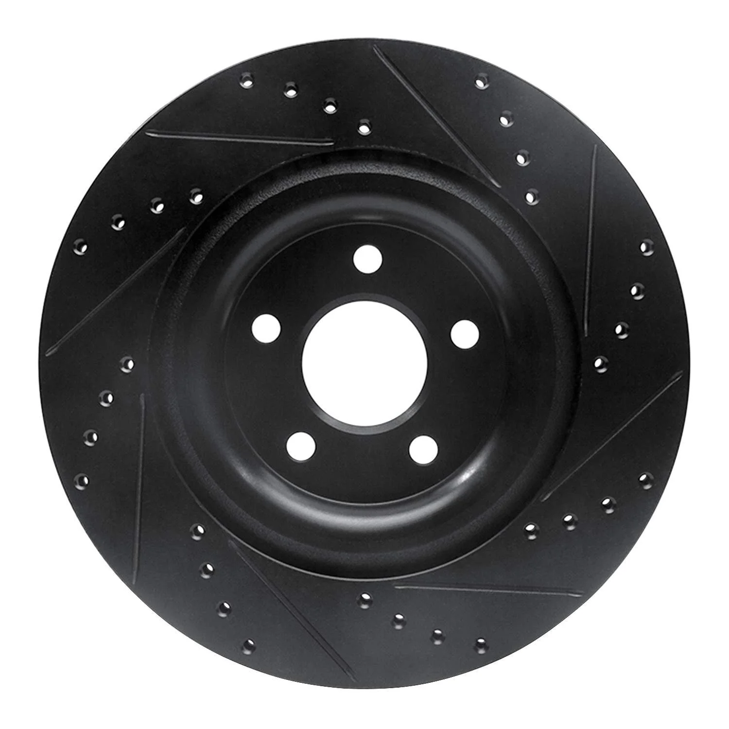R1 Concepts 14-21 Jaguar F-Type Rear Left Drilled & Slotted Black Brake Rotor - Image 2