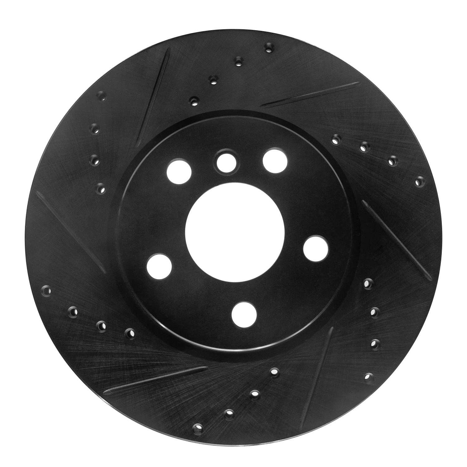 R1 Concepts 14-21 Mini Cooper (Excl Clubman) Front Left Drilled & Slotted Black Brake Rotor