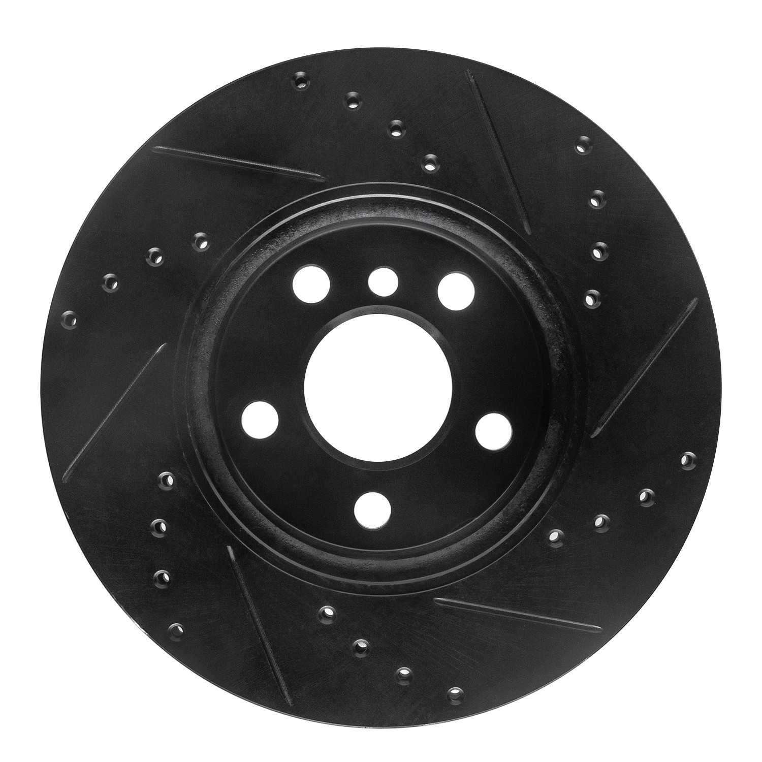 R1 Concepts 14-21 Mini Cooper (Excl Clubman) Front Left Drilled & Slotted Black Brake Rotor - Image 2