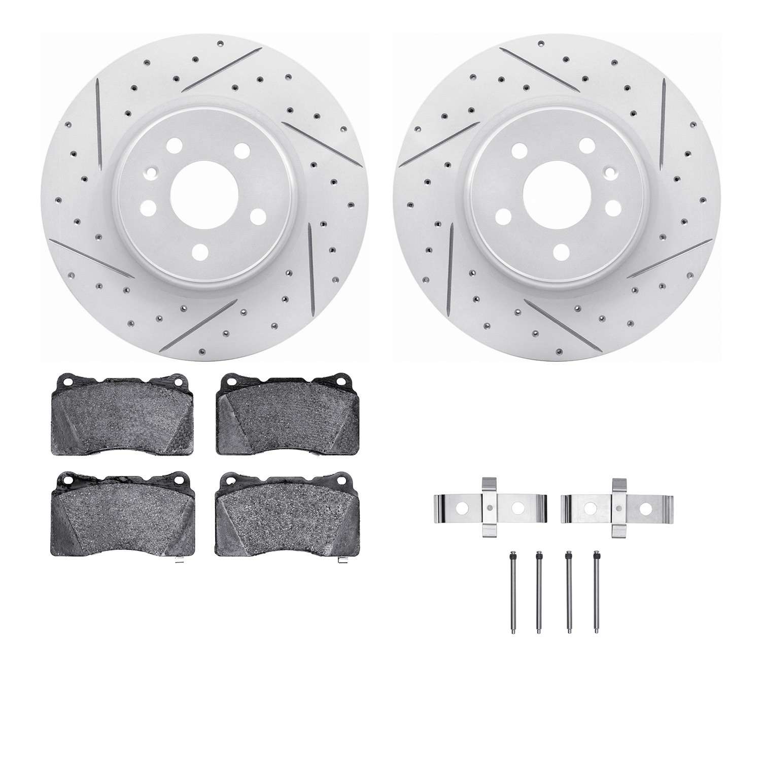 R1 Concepts 14-21 Tesla S Front Drill/Slot Carbon Coated Rotor Set w/Optimum Pads