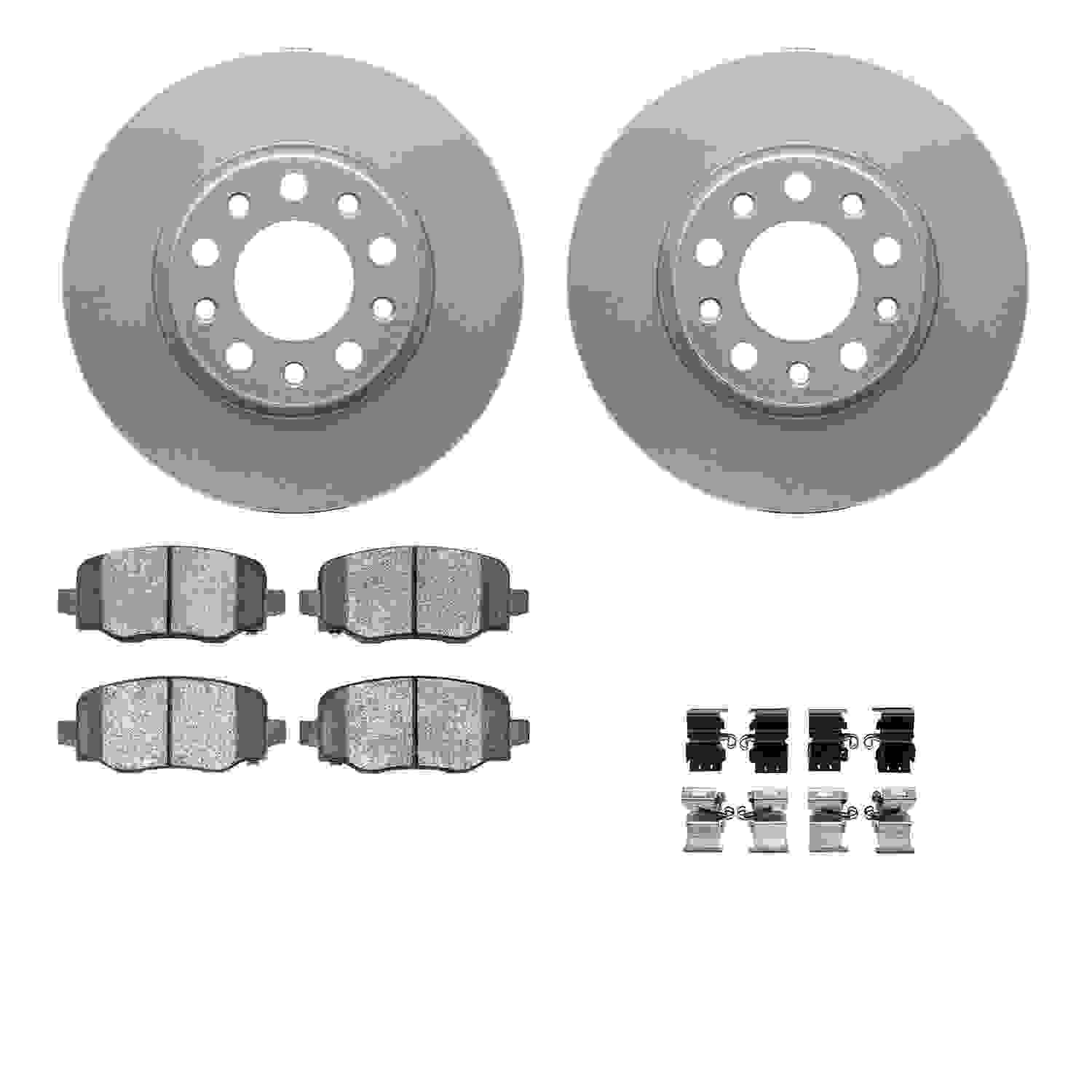 R1 Concepts 14-22 Chrysler 200 Rear Carbon Coated Brake Rotor Set w/Optimum OE Pads and Hardware