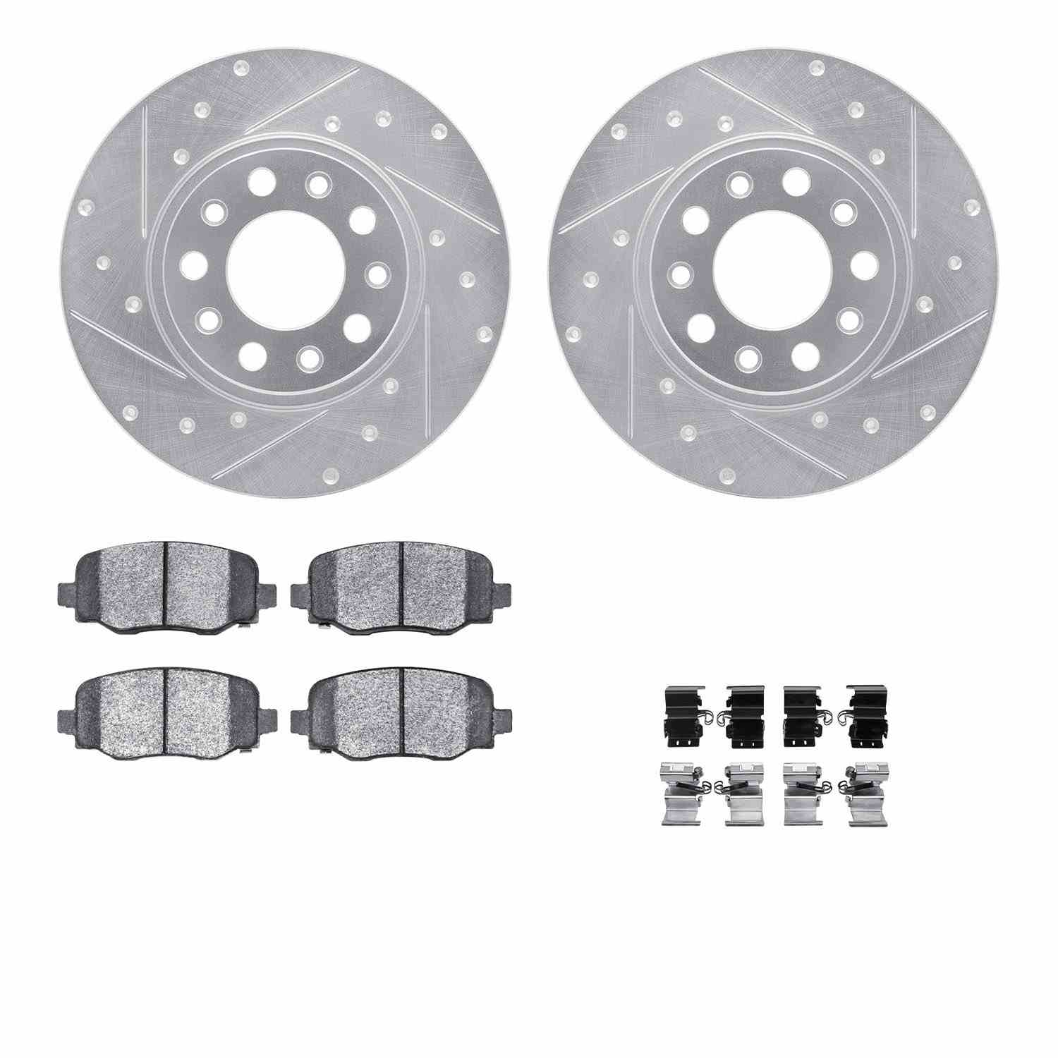 R1 Concepts 14-22 Chrysler 200 Rear Drilled & Slotted Silver Brake Rotor Set w/Ceramic Pads and Hardware