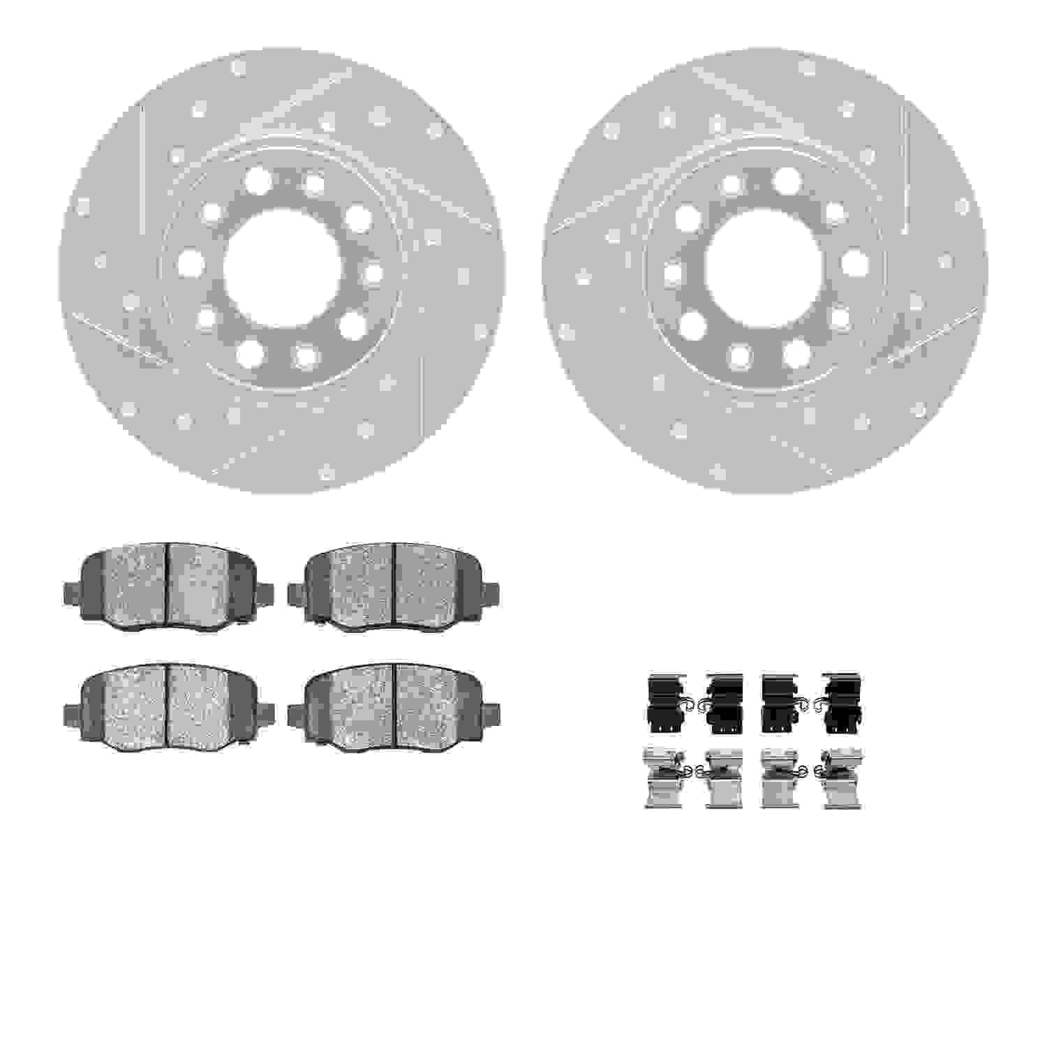 R1 Concepts 14-22 Chrysler 200 Rear Drilled & Slotted Silver Brake Rotor Set w/Optimum OE Pads and Hardware