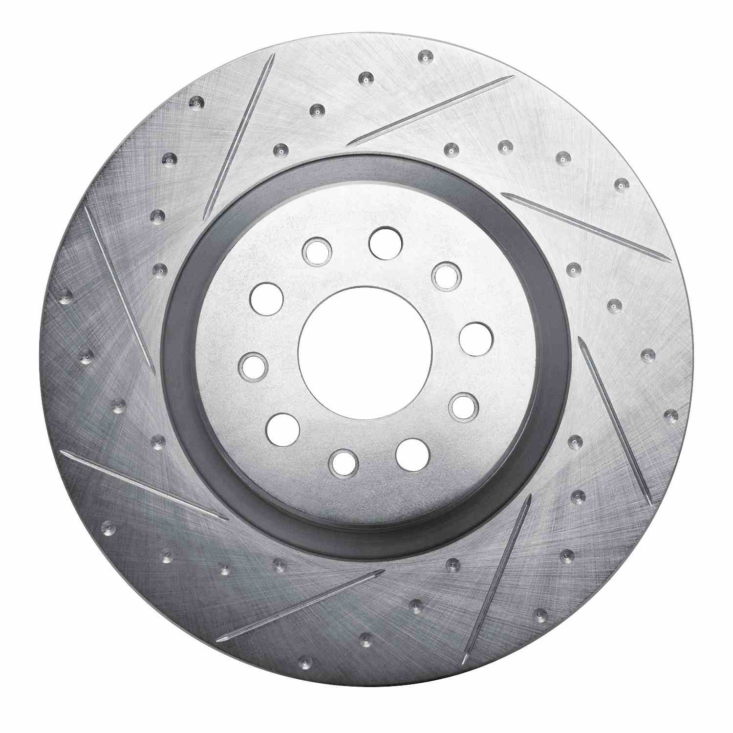 R1 Concepts 14-22 Maserati Ghibli Front Left Drilled & Slotted Silver Brake Rotor