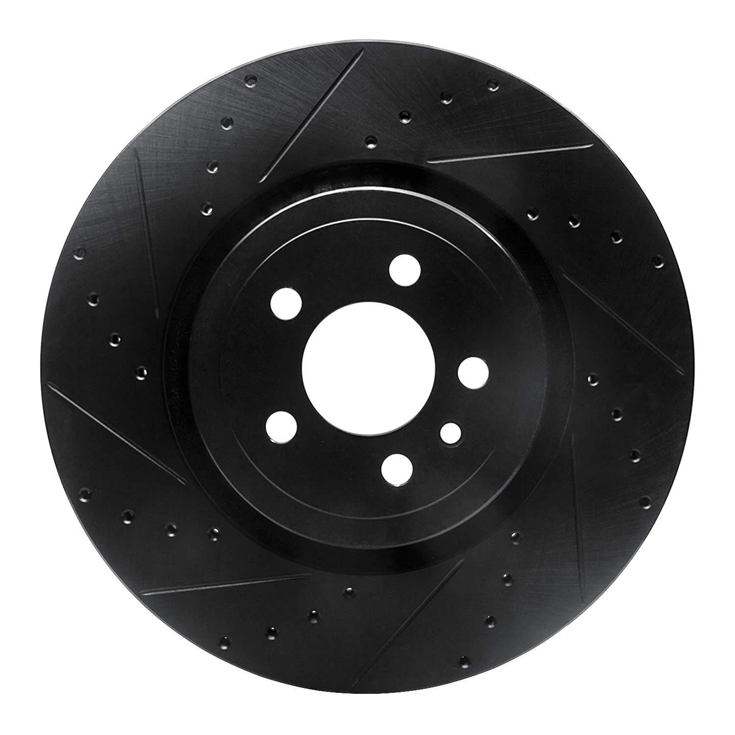 R1 Concepts 14-23 Dodge Charger Front Left Drilled & Slotted Black Brake Rotor