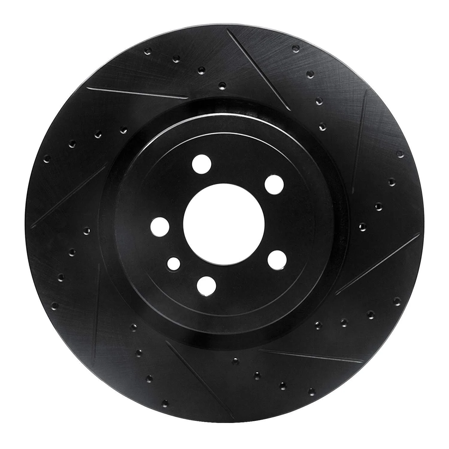 R1 Concepts 14-23 Dodge Charger Front Right Drilled & Slotted Black Brake Rotor