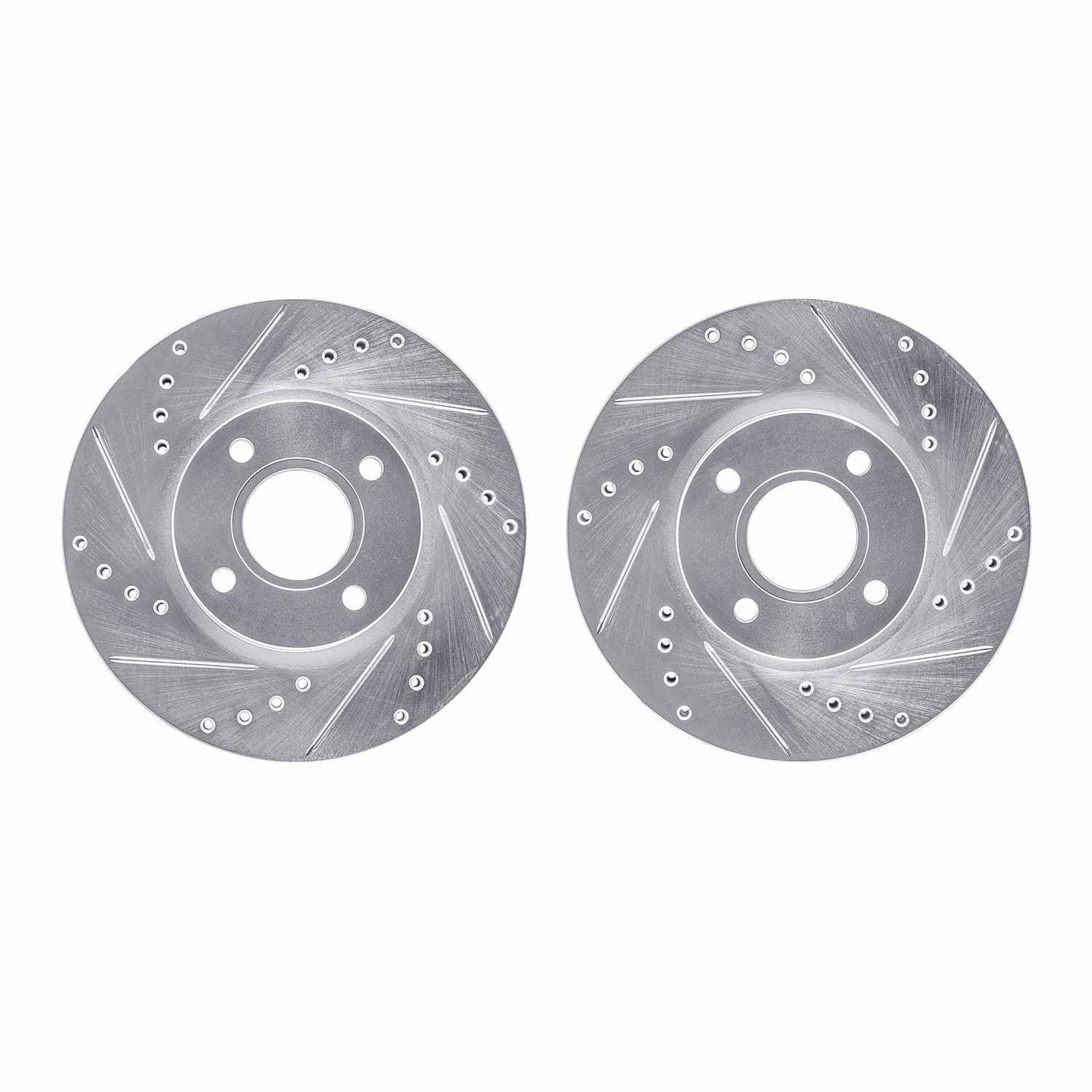 R1 Concepts 14-23 Ford Fiesta Front Drilled & Slotted Silver Brake Rotor Set