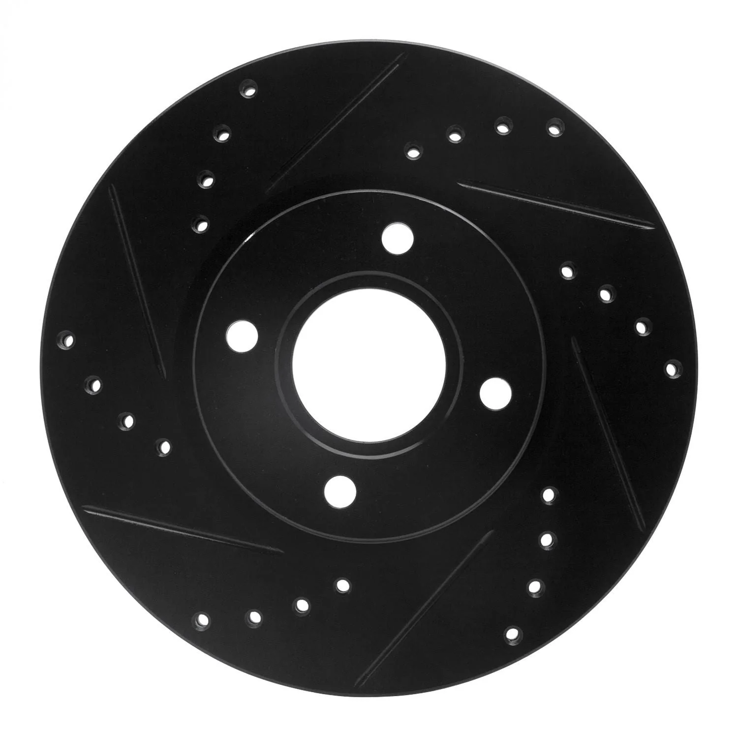 R1 Concepts 14-23 Ford Fiesta (USA/Canada) Front Left Drilled & Slotted Black Brake Rotor