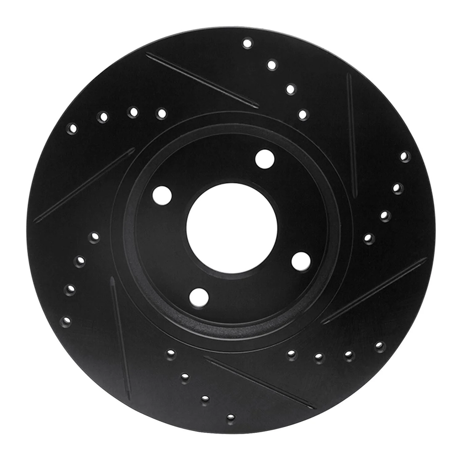 R1 Concepts 14-23 Ford Fiesta (USA/Canada) Front Left Drilled & Slotted Black Brake Rotor - Image 2