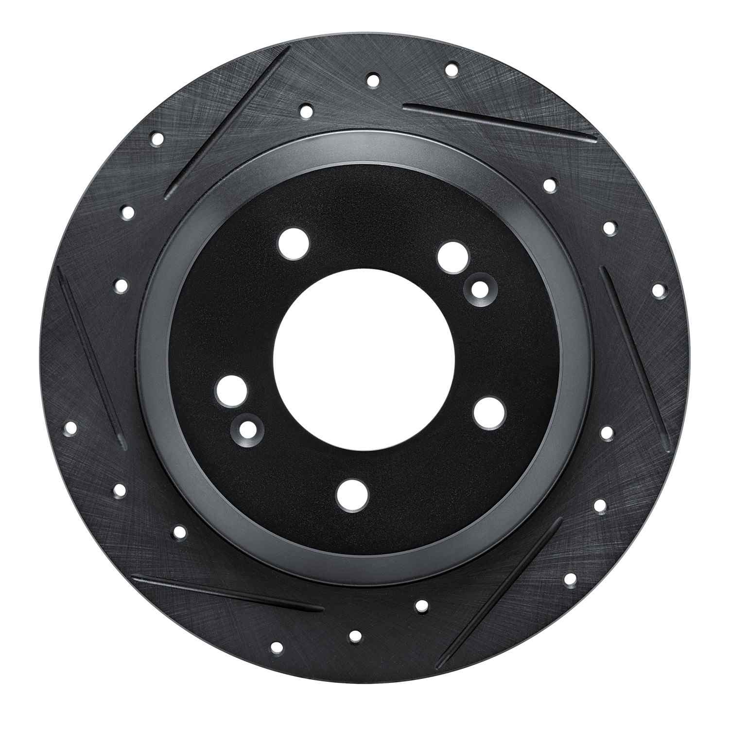 R1 Concepts 14-23 Hyundai Kona Rear Left Drilled & Slotted Black Brake Rotor
