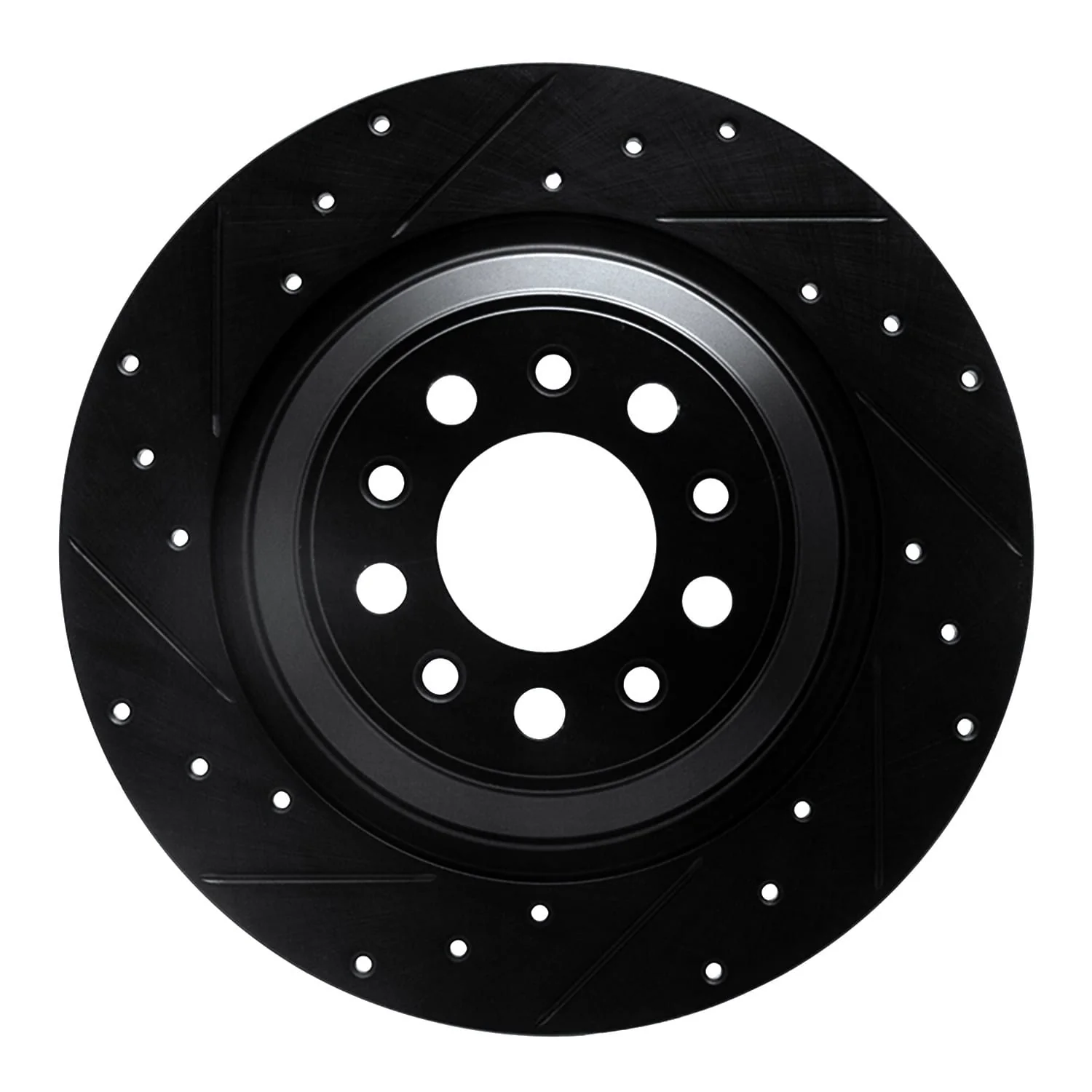 R1 Concepts 14-23 Jeep Cherokee Rear Left Drilled & Slotted Black Brake Rotor