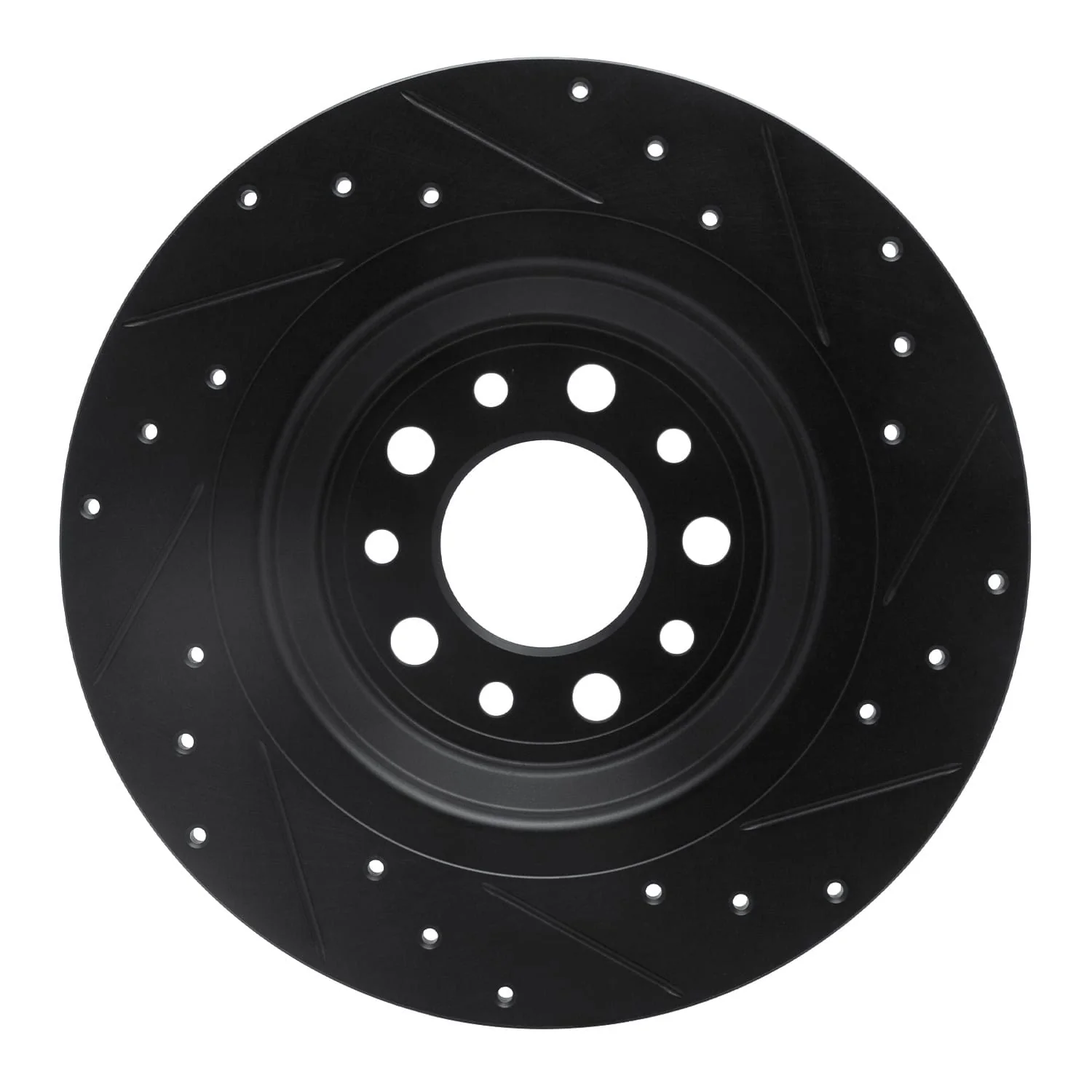 R1 Concepts 14-23 Jeep Cherokee Rear Left Drilled & Slotted Black Brake Rotor - Image 2
