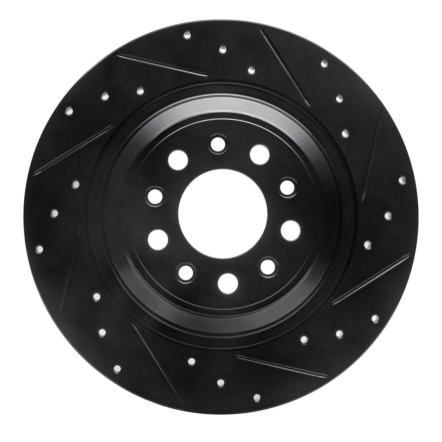R1 Concepts 14-23 Jeep Cherokee Rear Right Drilled & Slotted Black Brake Rotor